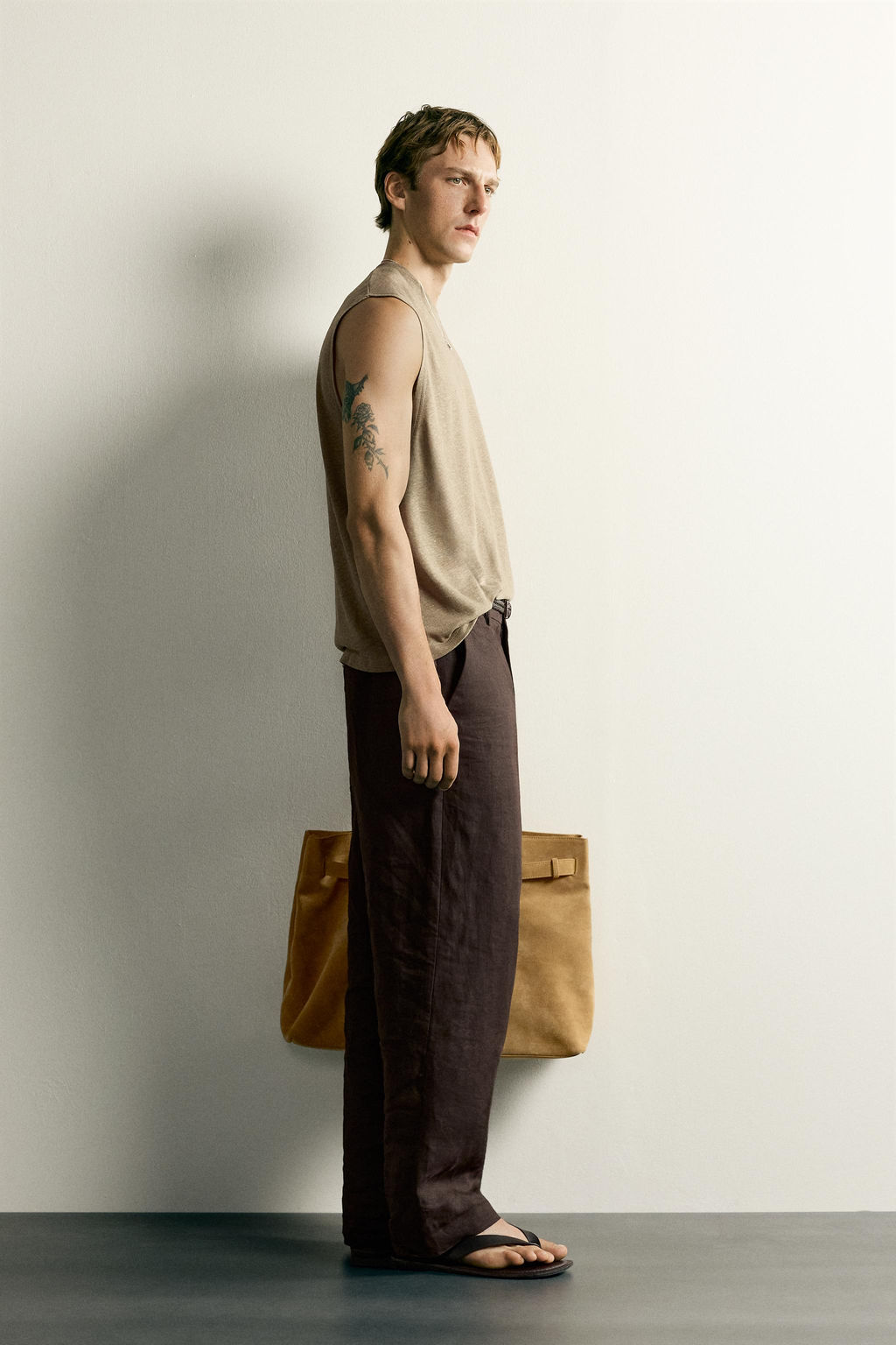 CAMISETA TANK RELAXED FIT ALGOD?N - LINO / Leopardo - Zara фото 4