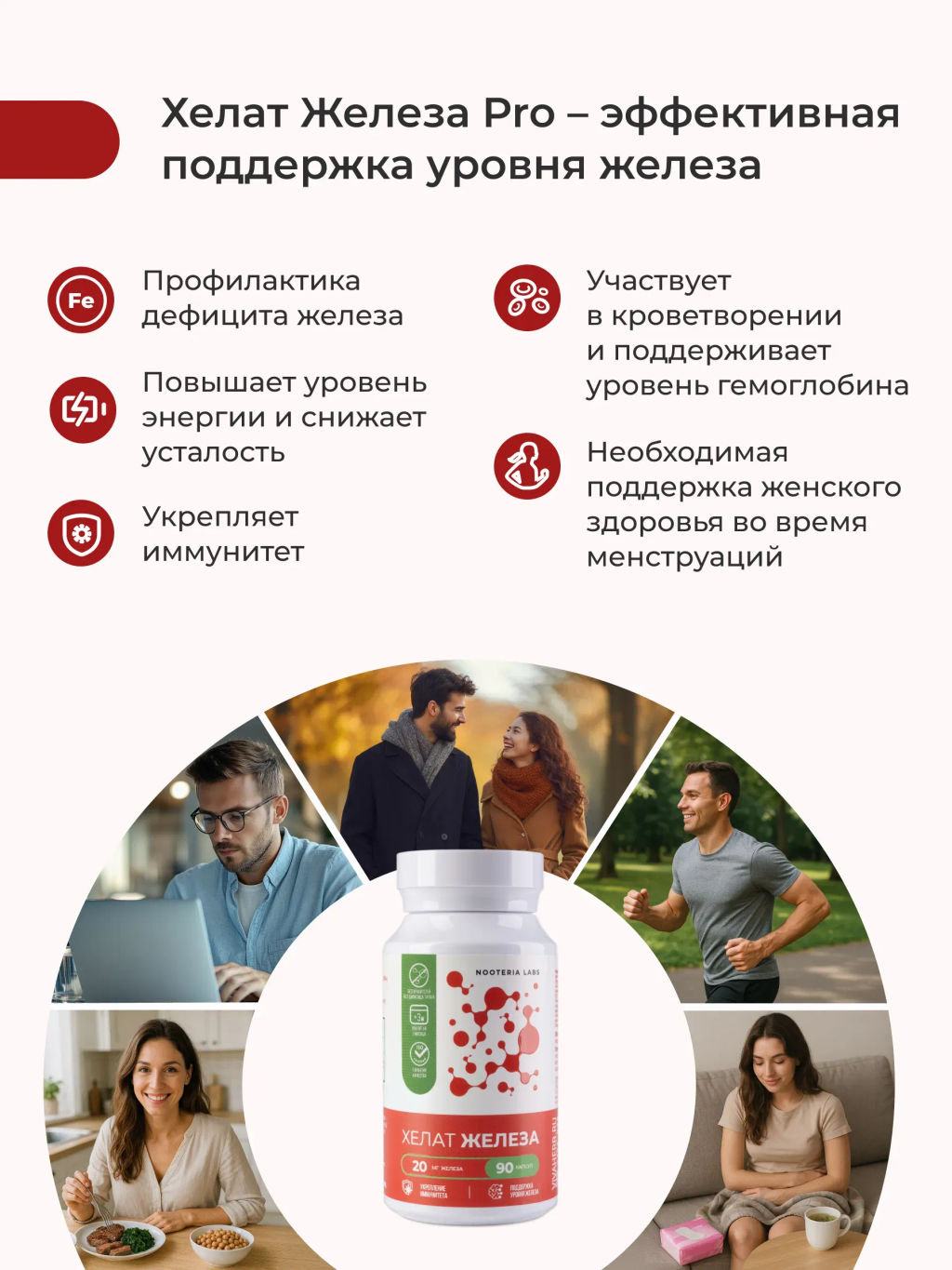 Железо хелат PRO Профилактика дефицита железа, анемии, поддержка иммунитета,иммунной и нервной систем,