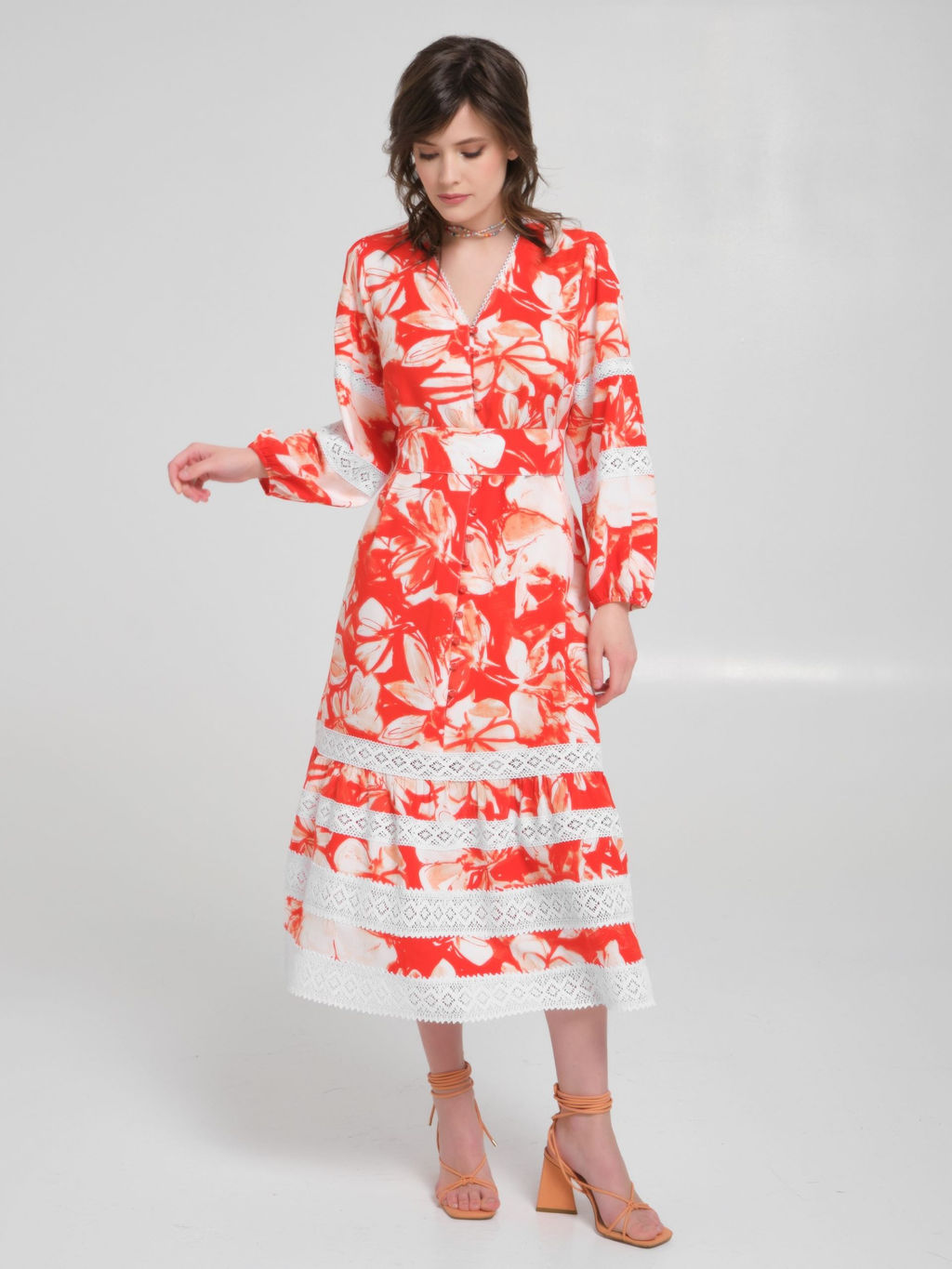 Платье макси с кружевом - Marchello marchellini фото 2