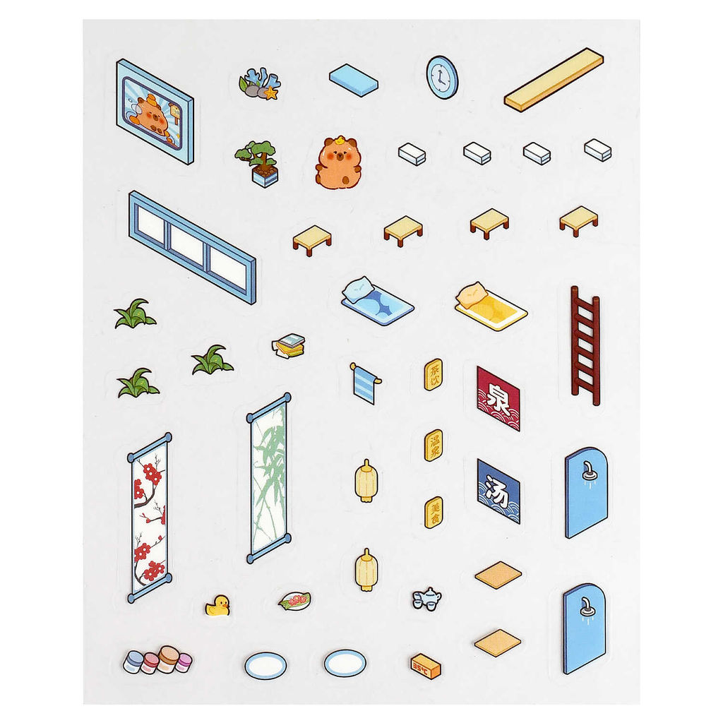 Наклейки-румбокс д/создания миниатюрных сцен, 125х150 мм, арт. 71508 / 300 КАПИБАРА. СПА.