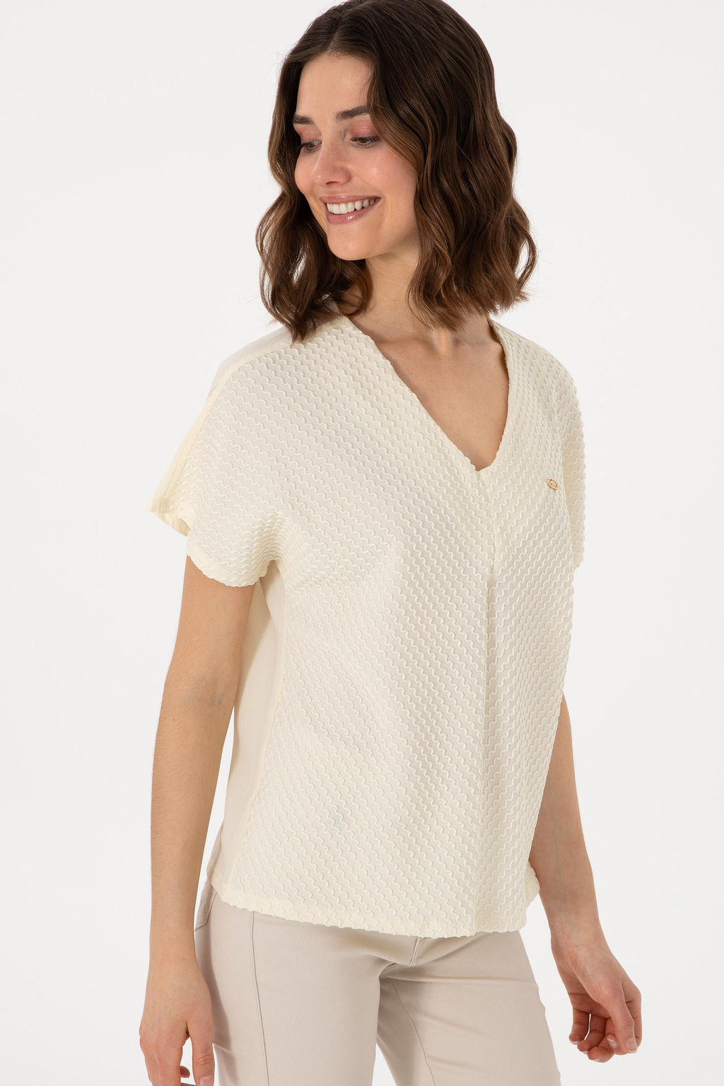 Kad_n Krem Ti__rt Sepette S_rpriz _ndirim - U.s. polo assn фото 3