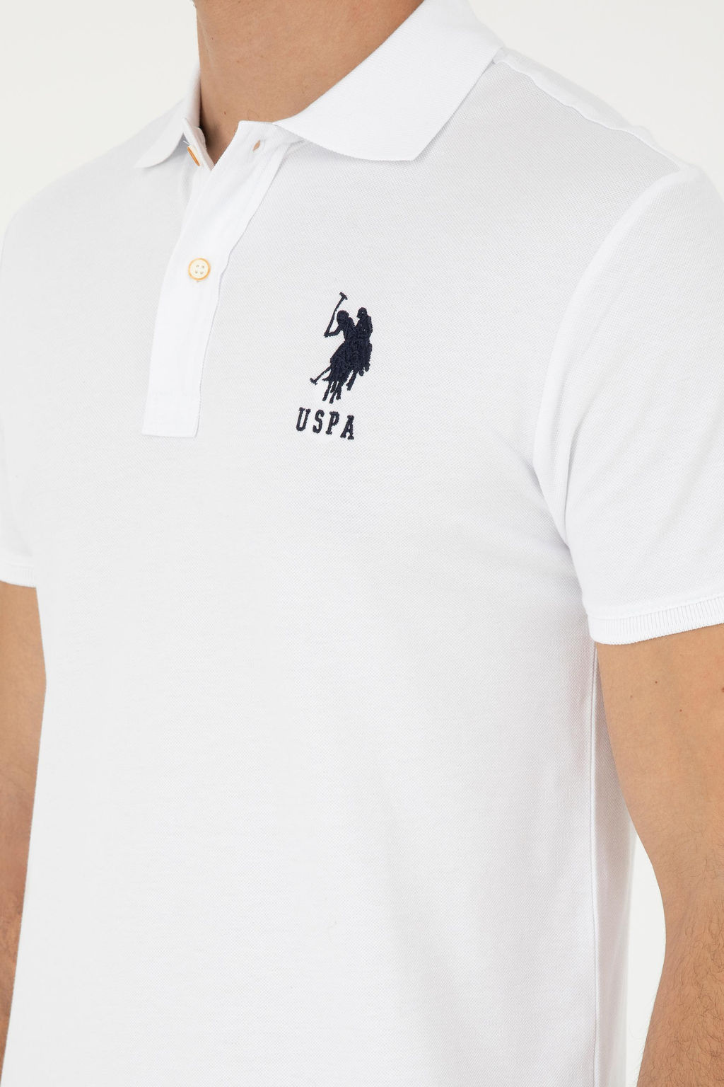 Футболка мужская U.S. Polo Assn базовая белая из хлопка с эластаном  фото 14