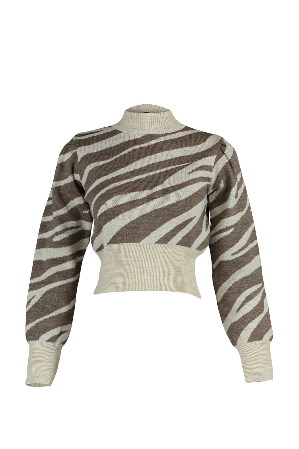 Vizon Zebra Desenli Crop Triko Kazak TWOAW21KZ0010