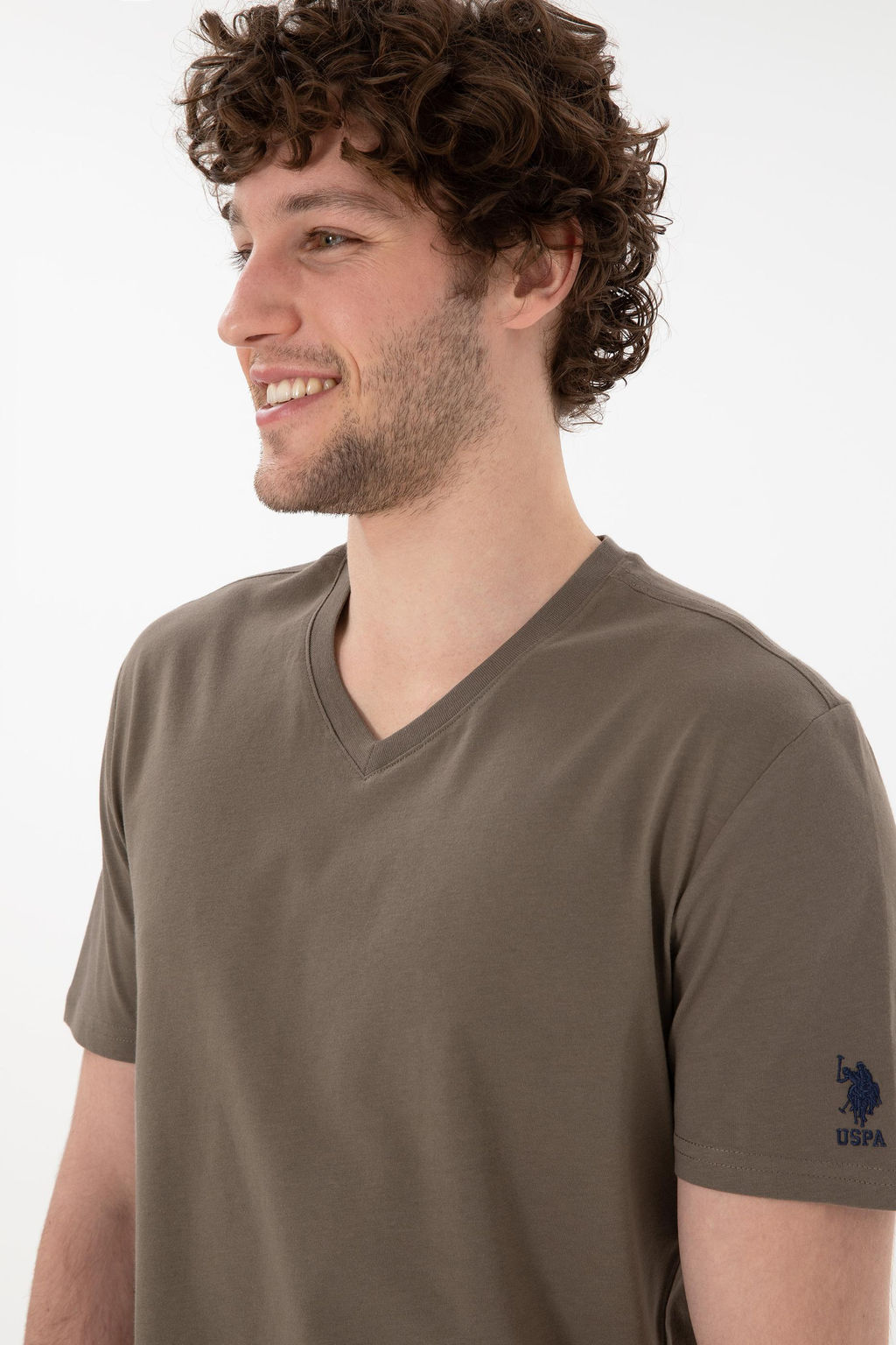 Erkek Regular Fit V Yaka Vizon Basic Ti__rt Sepette S_rpriz _ndirim - U.s. polo assn фото 3