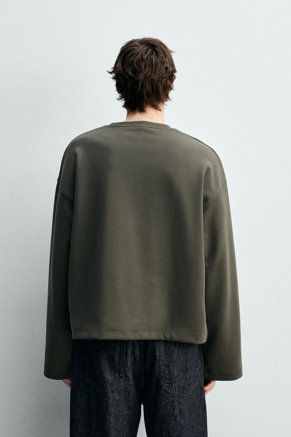 SUDADERA CROPPED FIT INTERLOCK / Verdoso - Zara фото 3