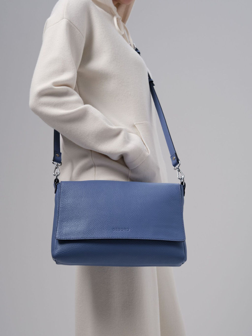 Сумка кожаная на плечо Deboro 30181 сиреневый закат