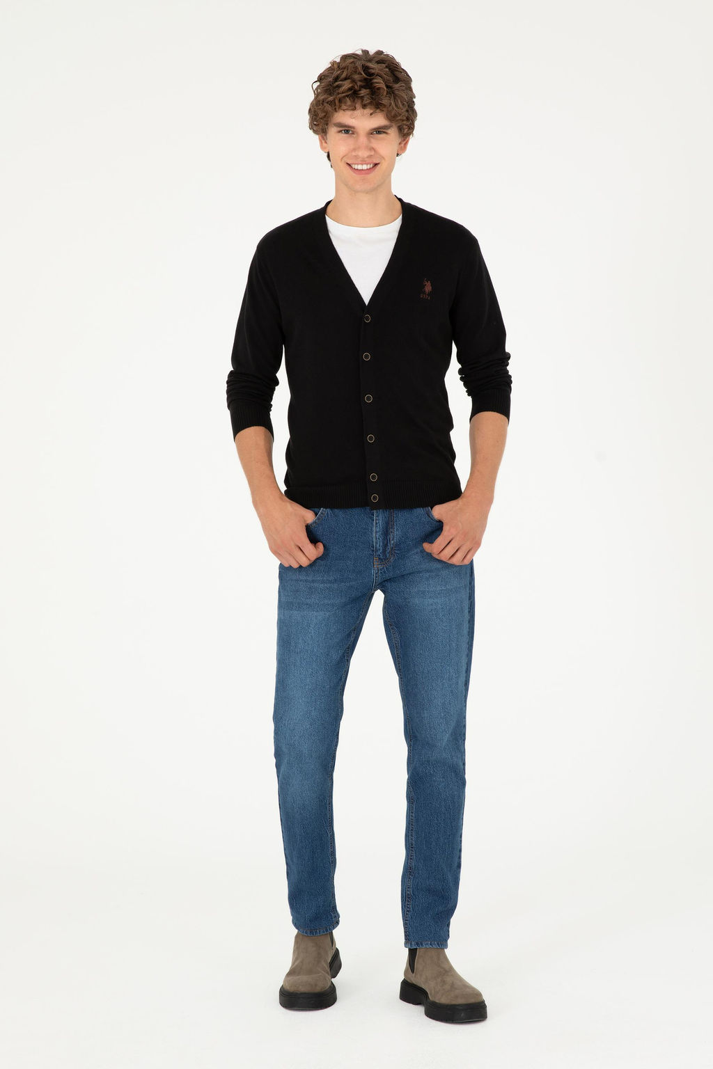 Мужской черный базовый трикотажный кардиган Неожиданная скидка в корзине - U.s. polo assn фото 11