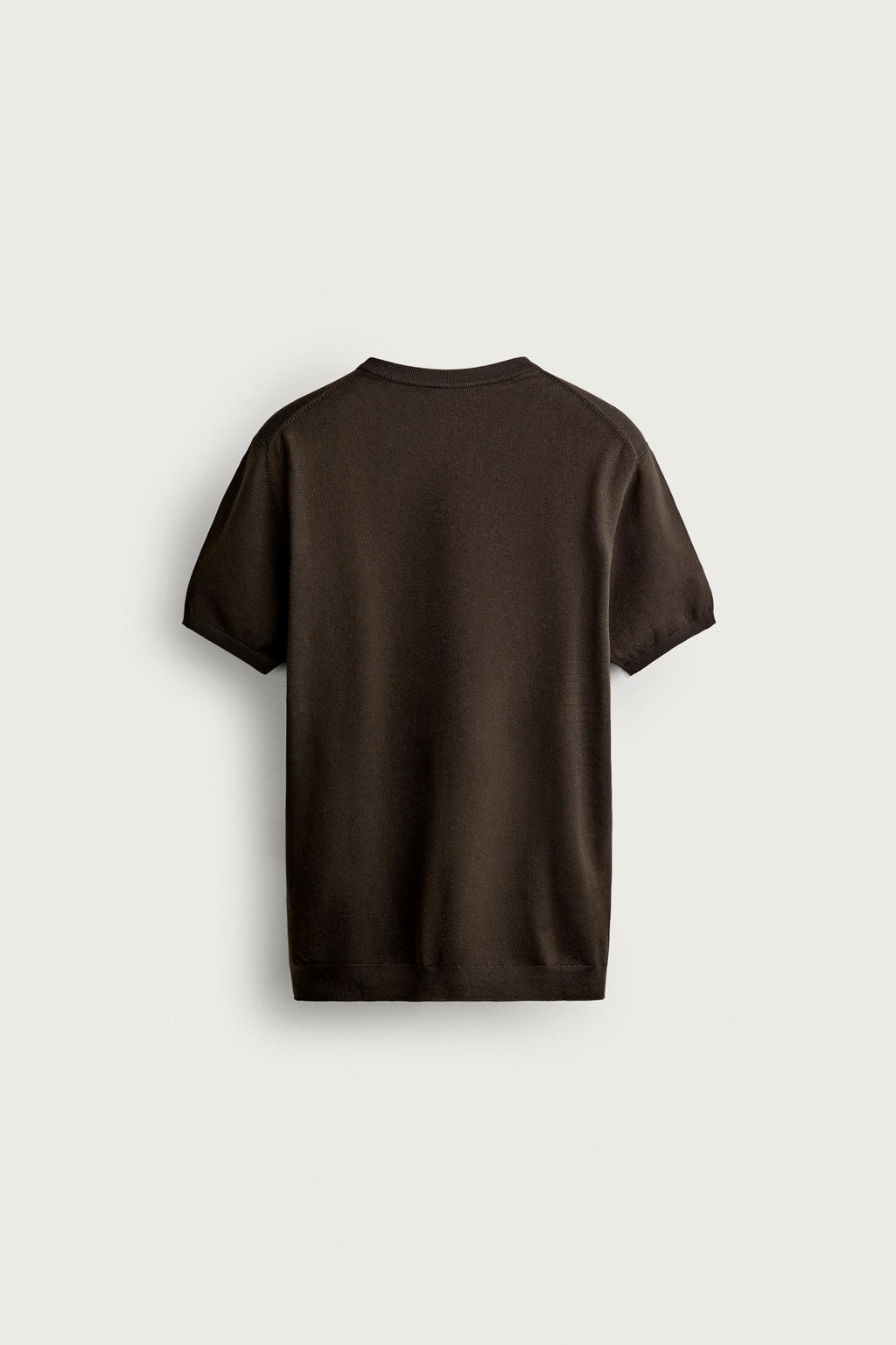 CAMISETA PUNTO REGULAR FIT B?SICO / Chocolate - Zara фото 9