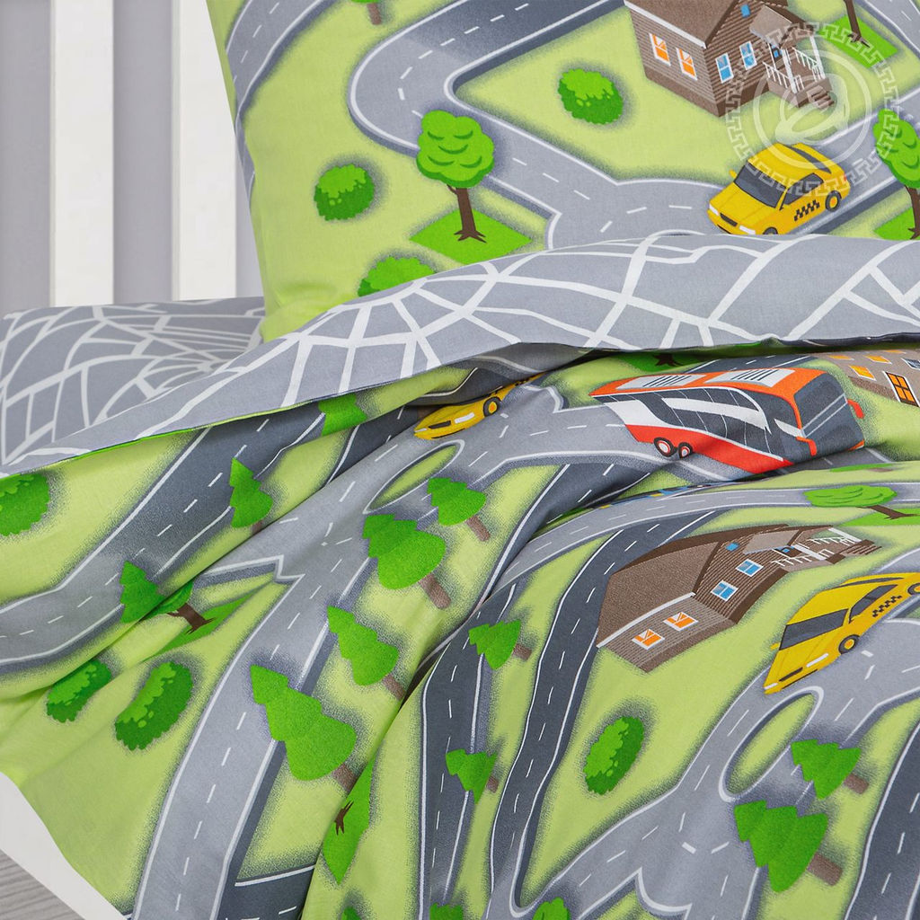 Автодром 1,5 сп./Пододеяльник: 1 шт. - 215*143; Простыня: 1 шт. - 214*150; Наволочка: 2 шт. - 70*70; Бязь детская - Артпостель фото 3