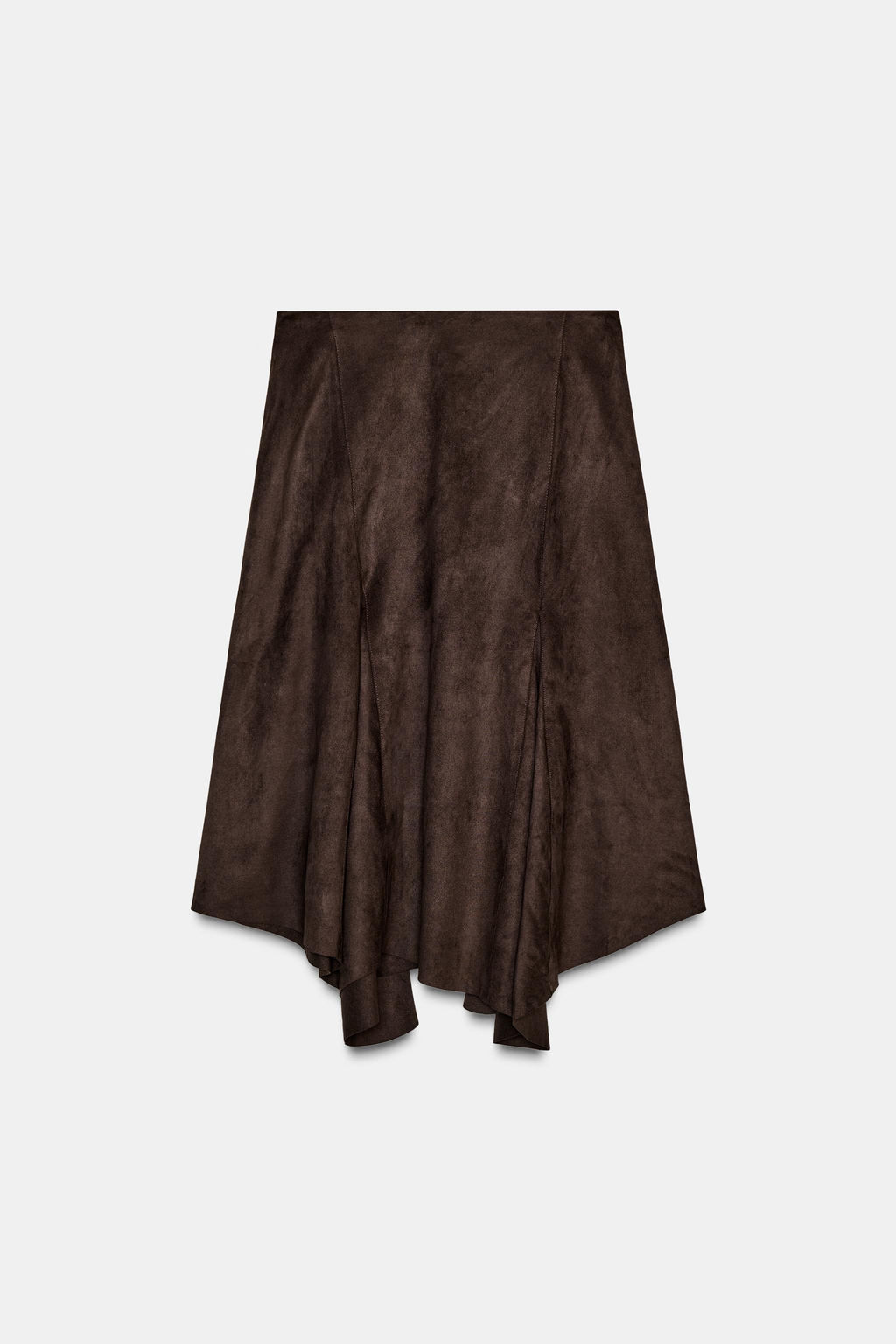 ASYMMETRIC SUEDE-EFFECT MIDI SKIRT - Zara фото 5