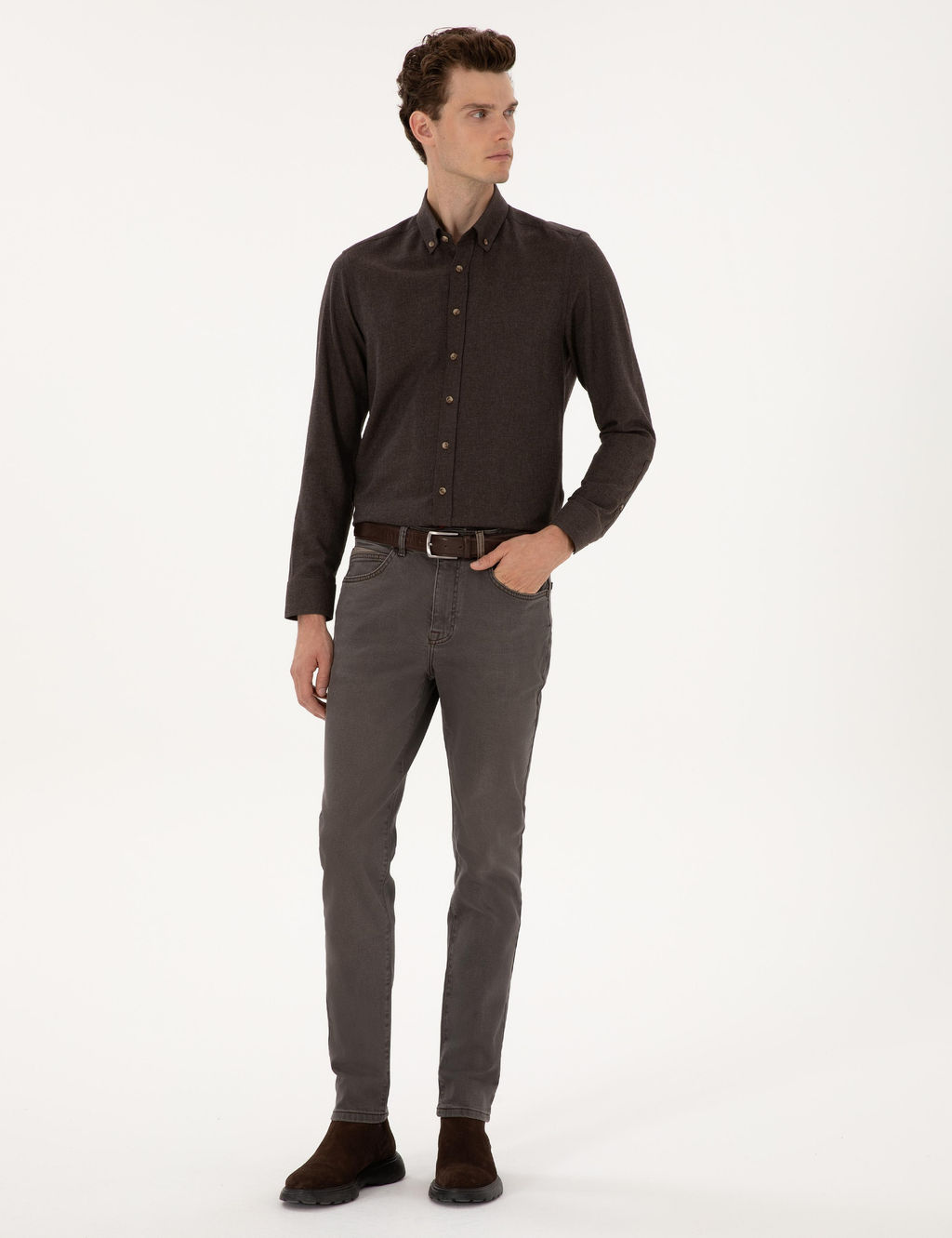 Kahverengi Slim Fit Jean Pantolon - Pierre cardin фото 3