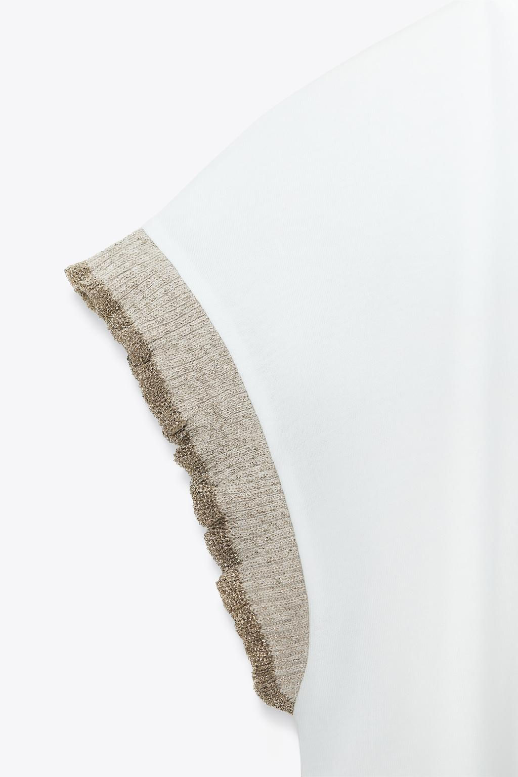 METALLIC THREAD RUFFLE T-SHIRT - Zara фото 7
