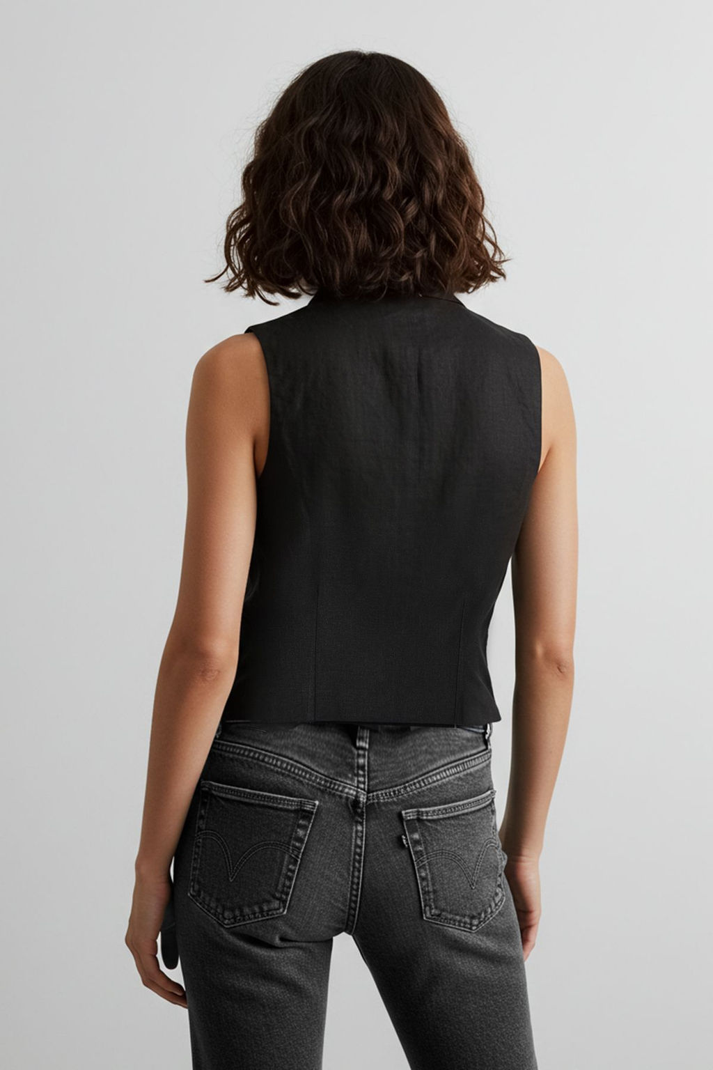 TRENDYOLMILLA Ac?k Haki Fitted Keten Gorunumlu V Yaka Crop Dokuma Yelek TWOSS25YE00028  фото 22