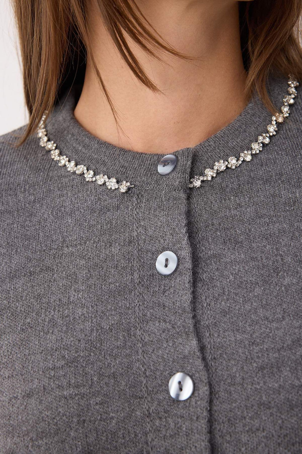 Antrasit Tas Detayl? Yumusak Dokulu Ikili Triko H?rka-Bluz TWOAW26HI00007