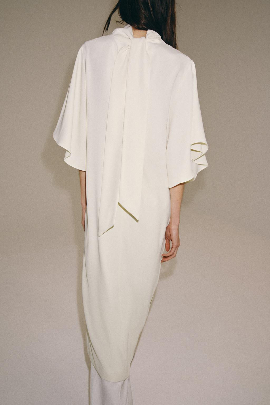 VESTIDO MIDI FLUIDO ZW COLLECTION / Beige claro - Zara фото 12
