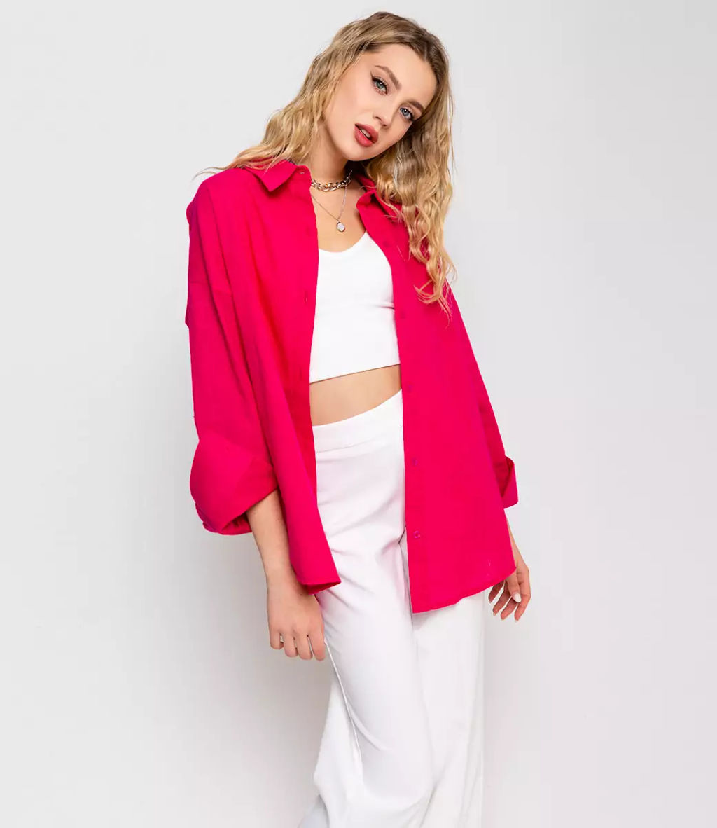 Рубашка #ОБШ1458, малиновый - Dommod фото 3