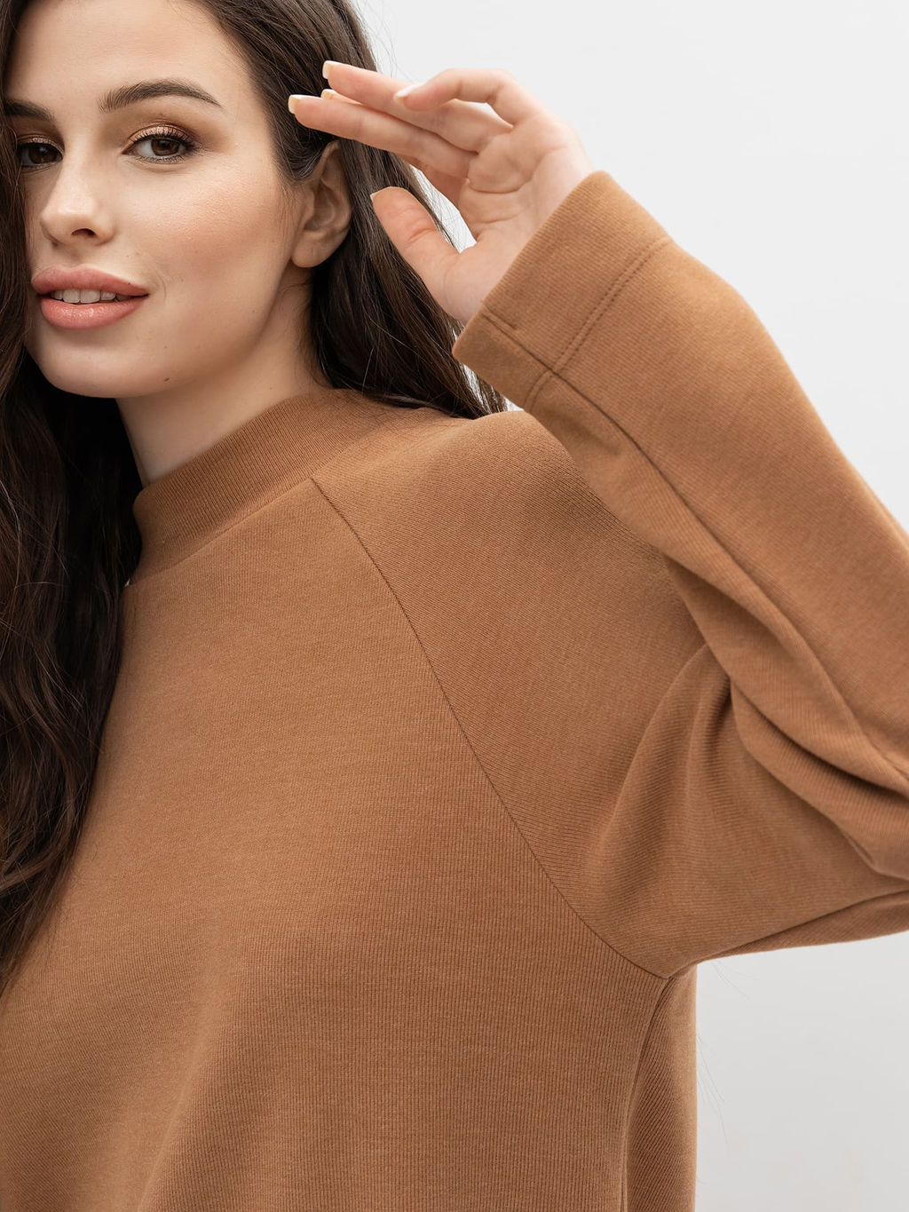 Платье из селаника с длинным рукавом в коричневом цвете - Mark formelle фото 4