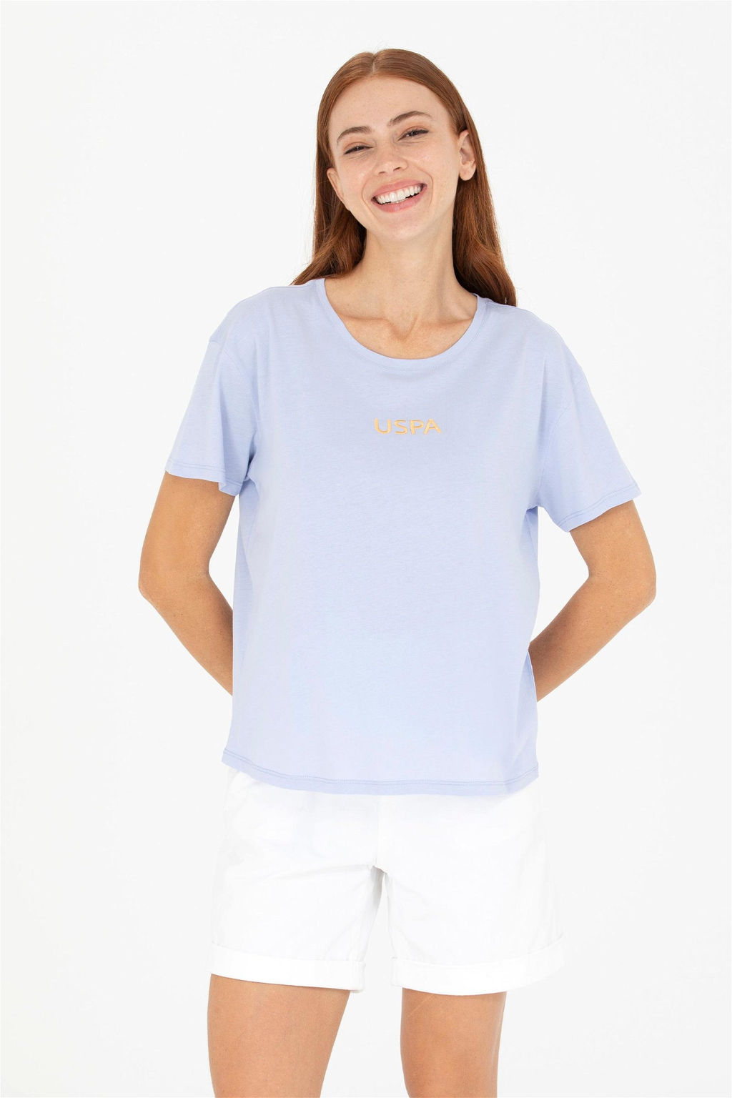 Женская синяя футболка с круглым вырезом Неожиданная скидка в корзине - U.s. polo assn фото 3