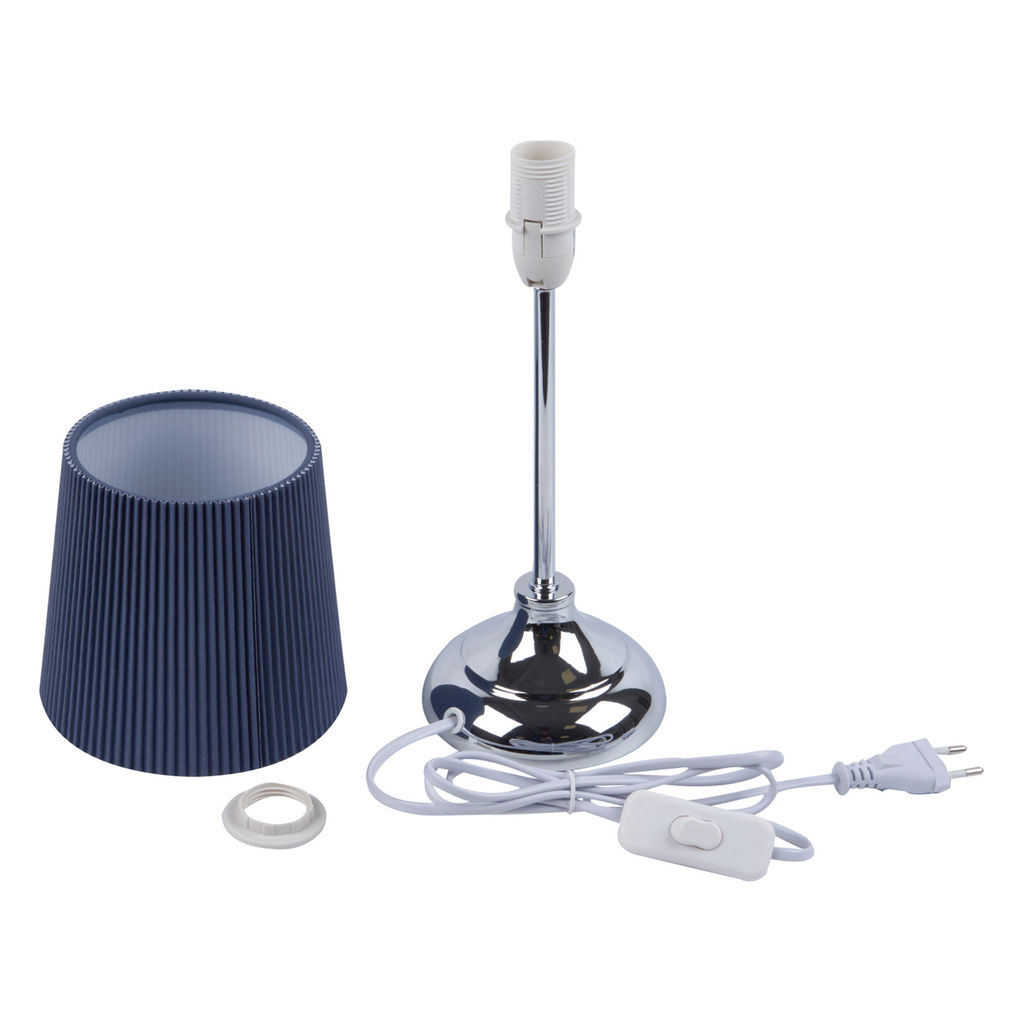 UML-B309 E14 CHROME/DARK BLUE Светильник настольный декоративный под лампу Е14, 40W. Механический выключатель. Хром/Темно-синий. ТМ Uniel - Volpe фото 2