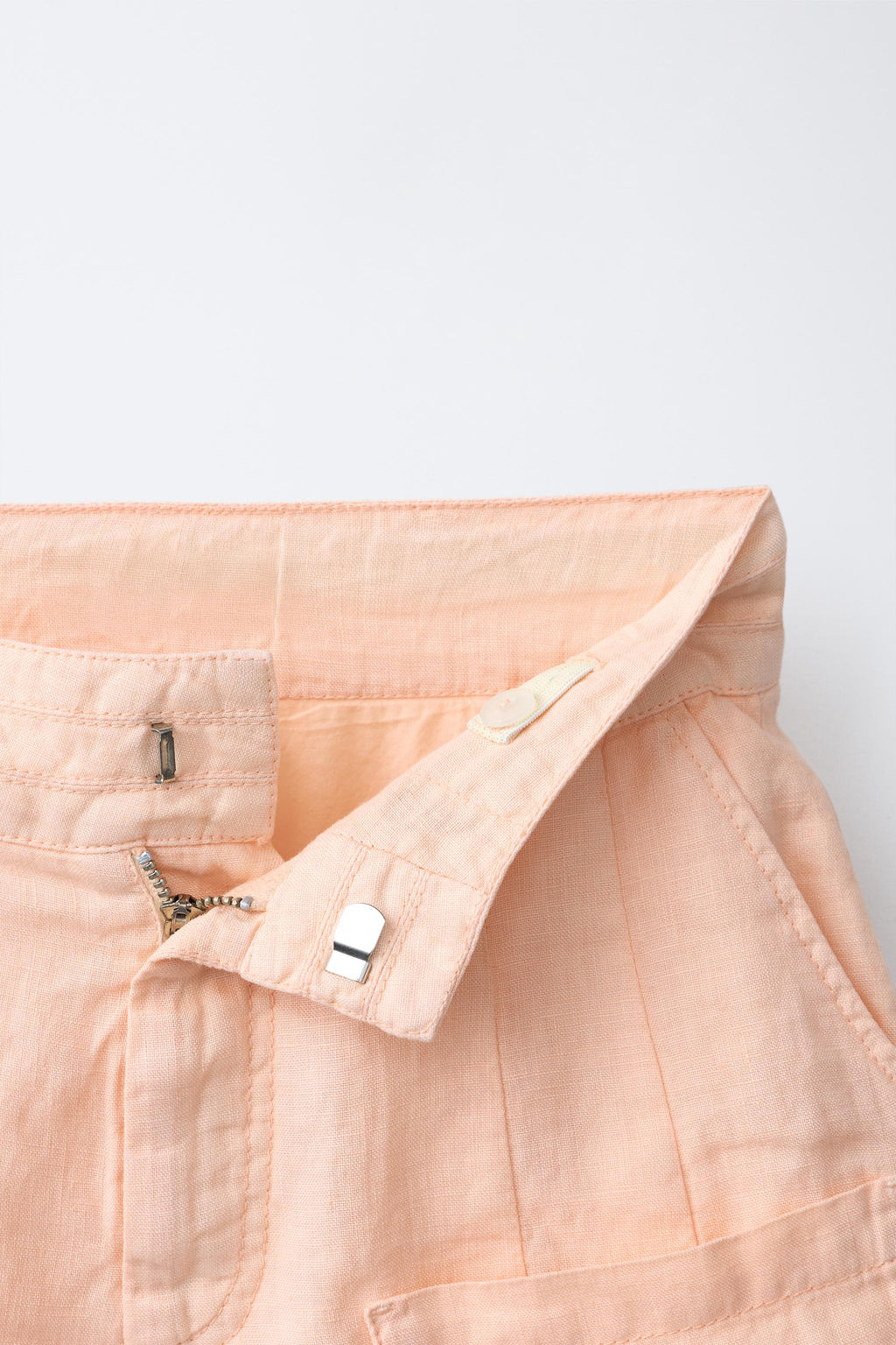 BERMUDA BOLSILLOS 100% LINO / Naranja claro - Zara фото 4