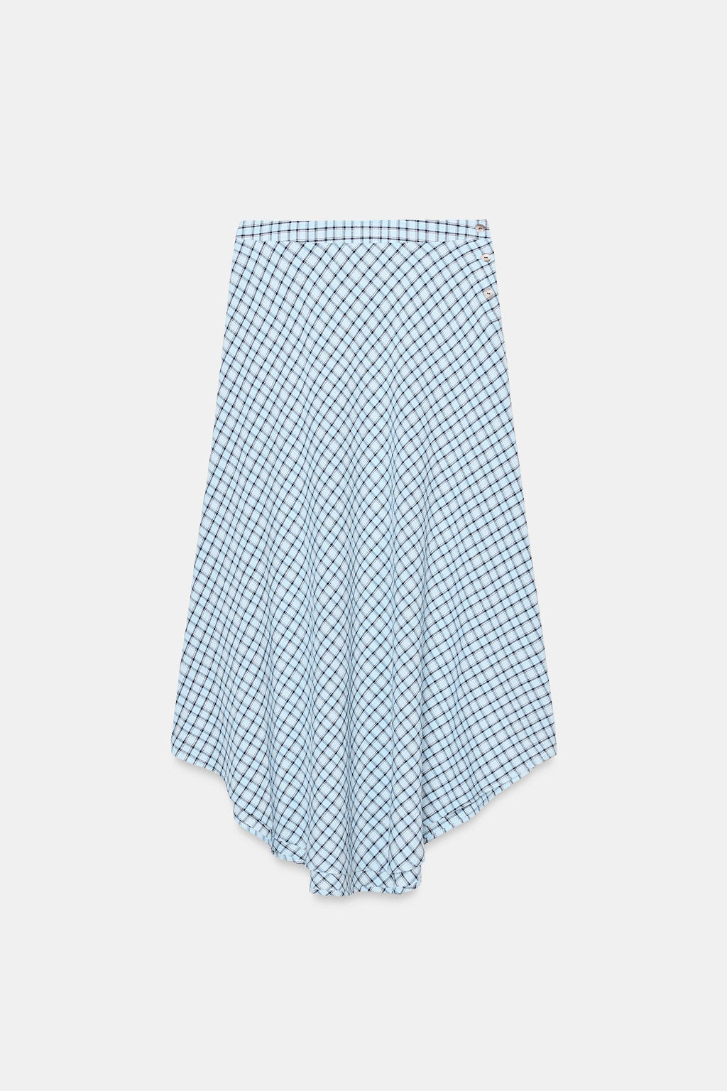 FALDA MIDI CUADROS ASIM?TRICA / Azul / Blanco - Zara фото 8