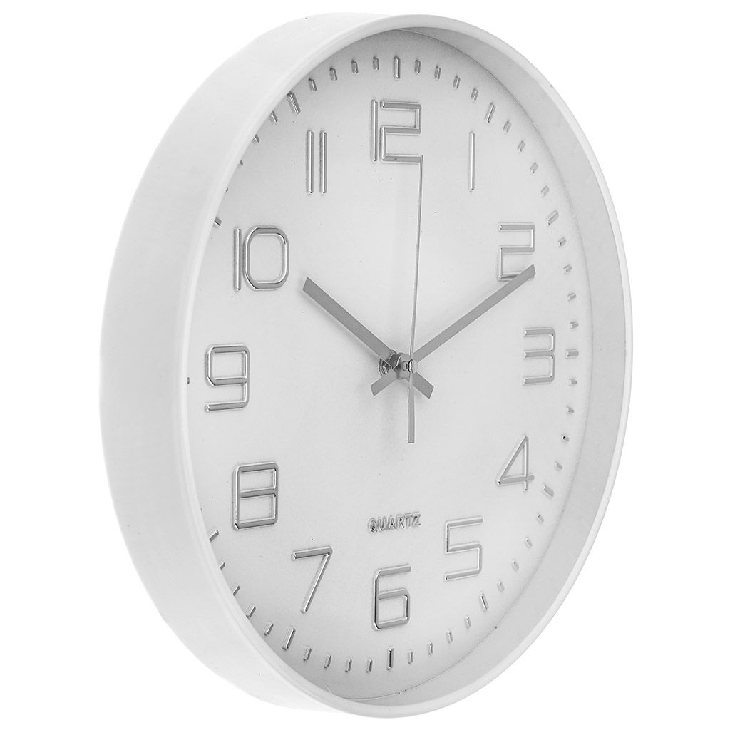 Часы настенные Олива д29х4,2см, мягкий ход, циферблат белый, цифры-серебро, пластм. белый, в коробке (Китай) - Домашняя мода фото 2