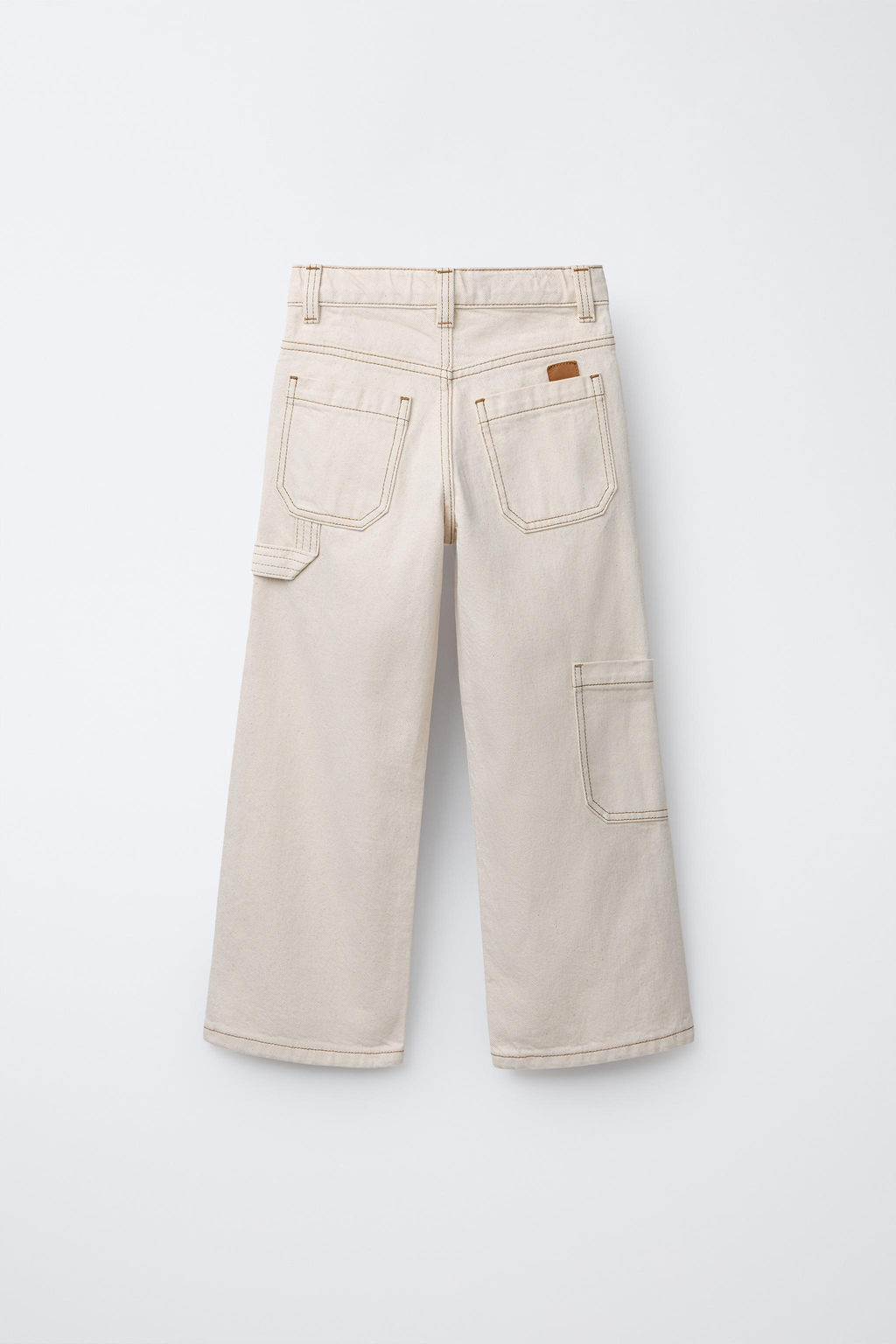 ECRU CARPENTER TROUSERS WITH TOPSTITCHING - Zara фото 6