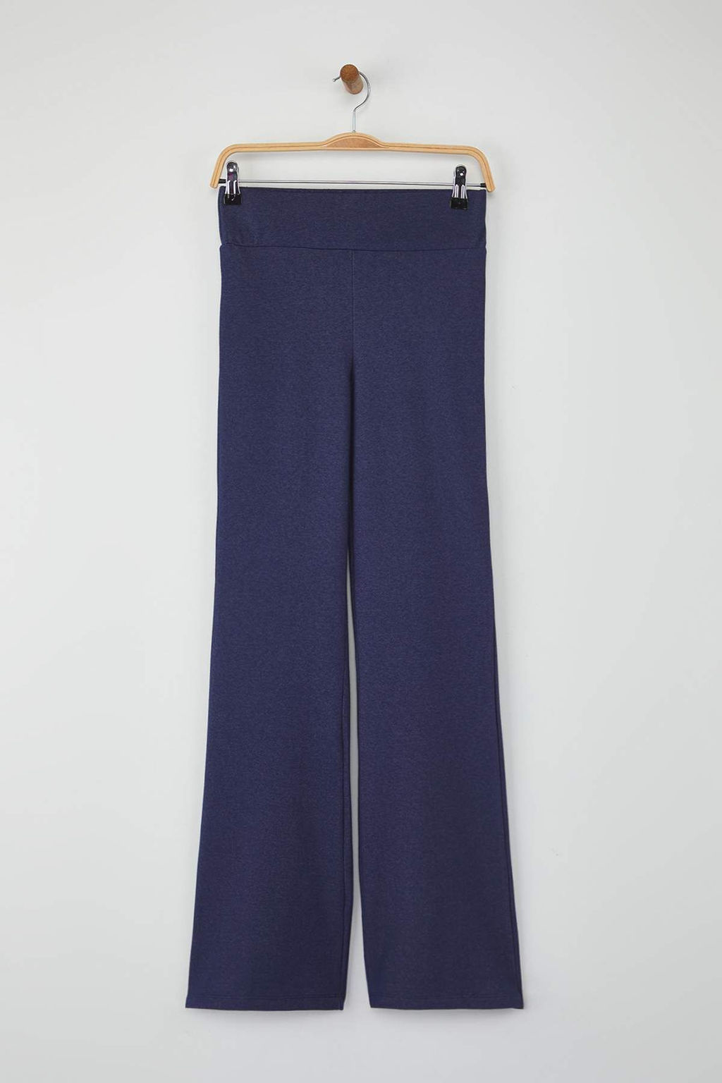 Lacivert Denim Gorunumlu Wideleg Yuksek Bel Esnek Orme Pantolon TWOAW26PL00030 - Trendyolmilla фото 6