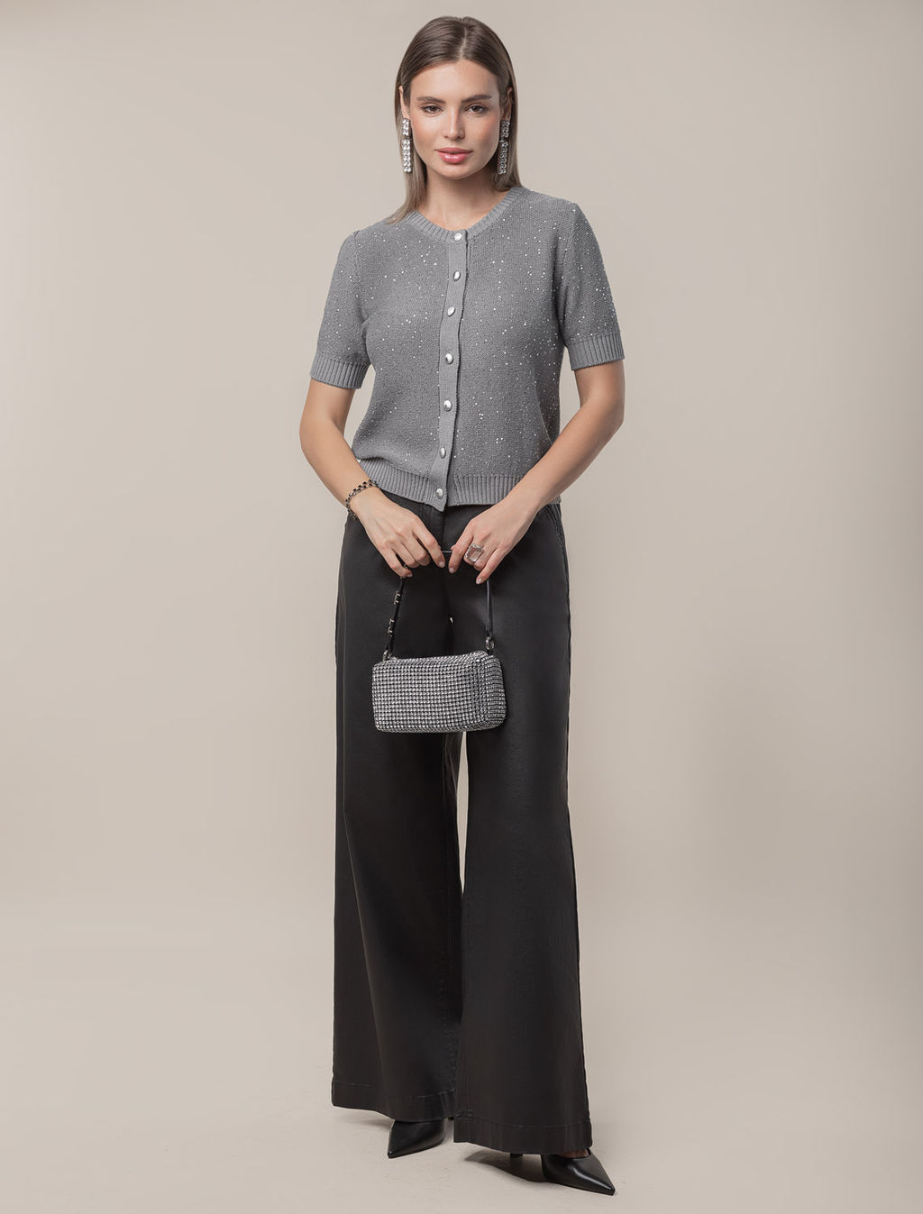 VILATTE / Жакет из хлопковой пряжи с пайетками  фото 3