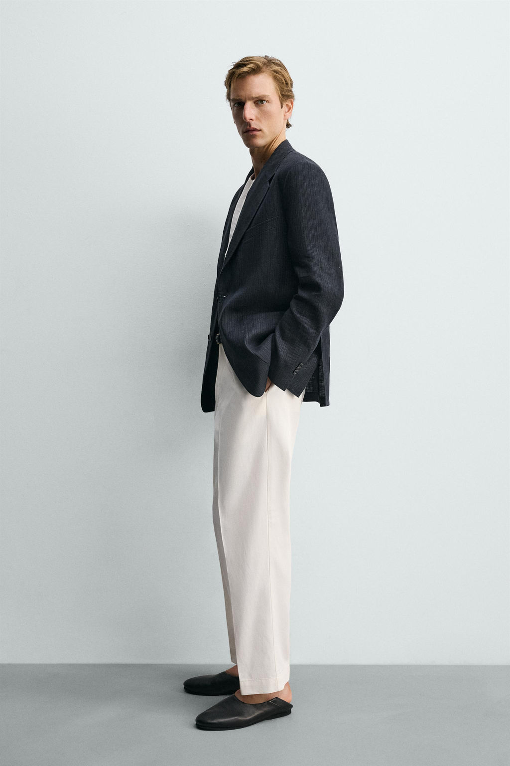 BLAZER RAYAS 100% LINO / ?ndigo - Zara фото 4