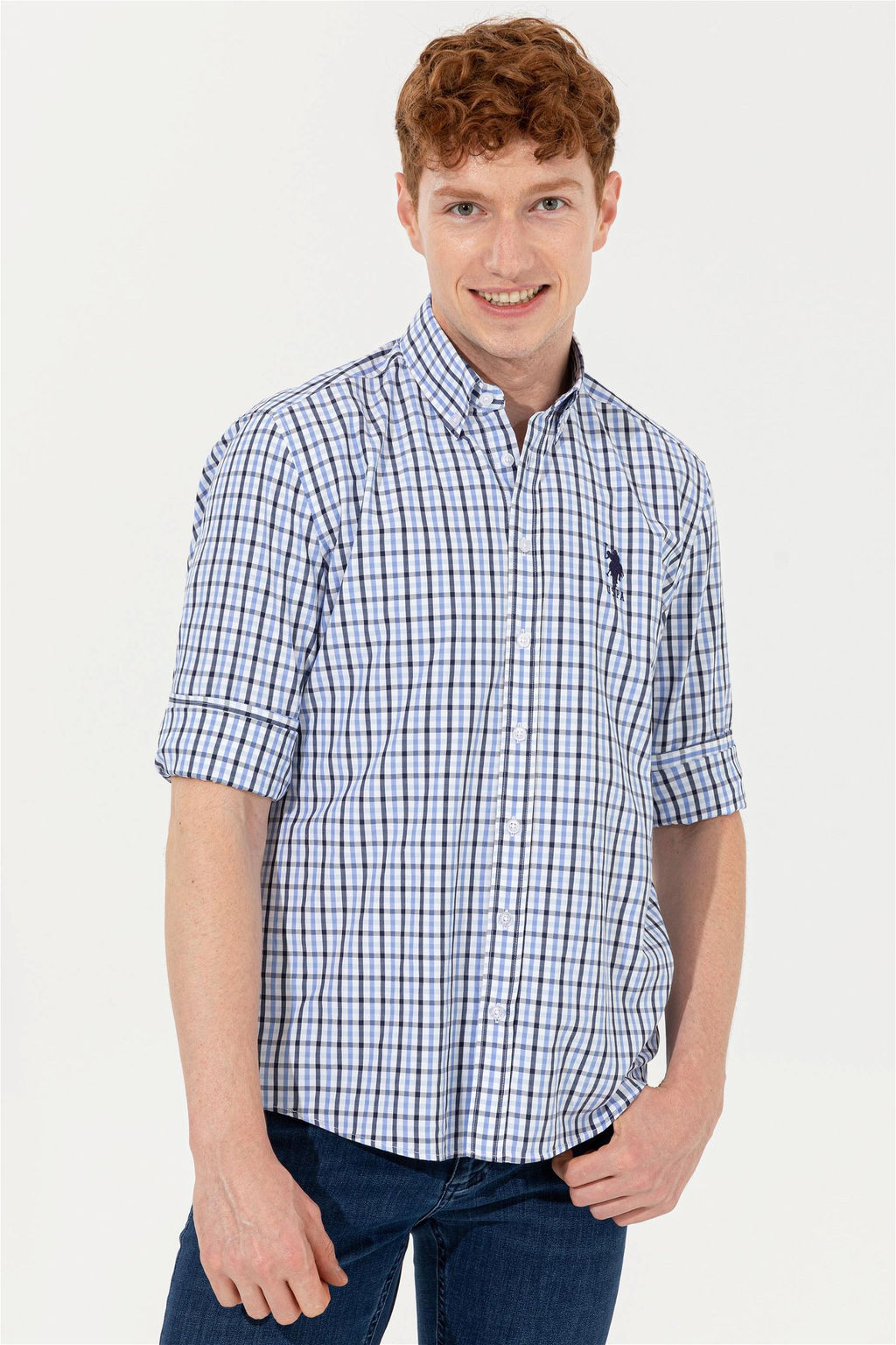 U. S. Polo Assn Мужская темно-синяя рубашка с длинным рукавом - U.s. polo assn фото 7