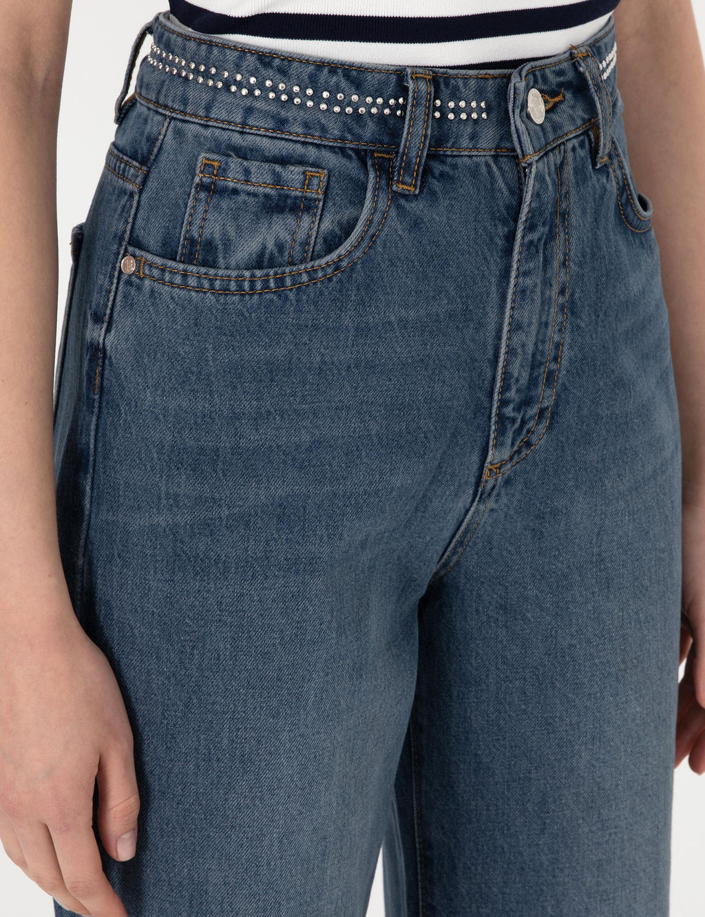 _ndigo Waist Flare Fit Jean Pantolon