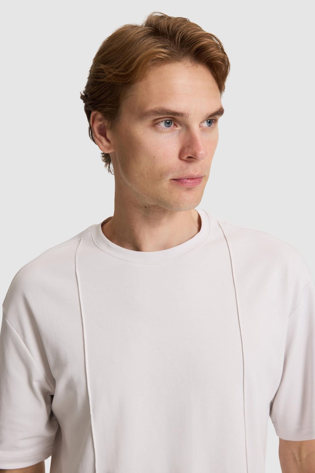 Erkek A__k Gri Comfort Fit Bisiklet Yaka Ti__rt