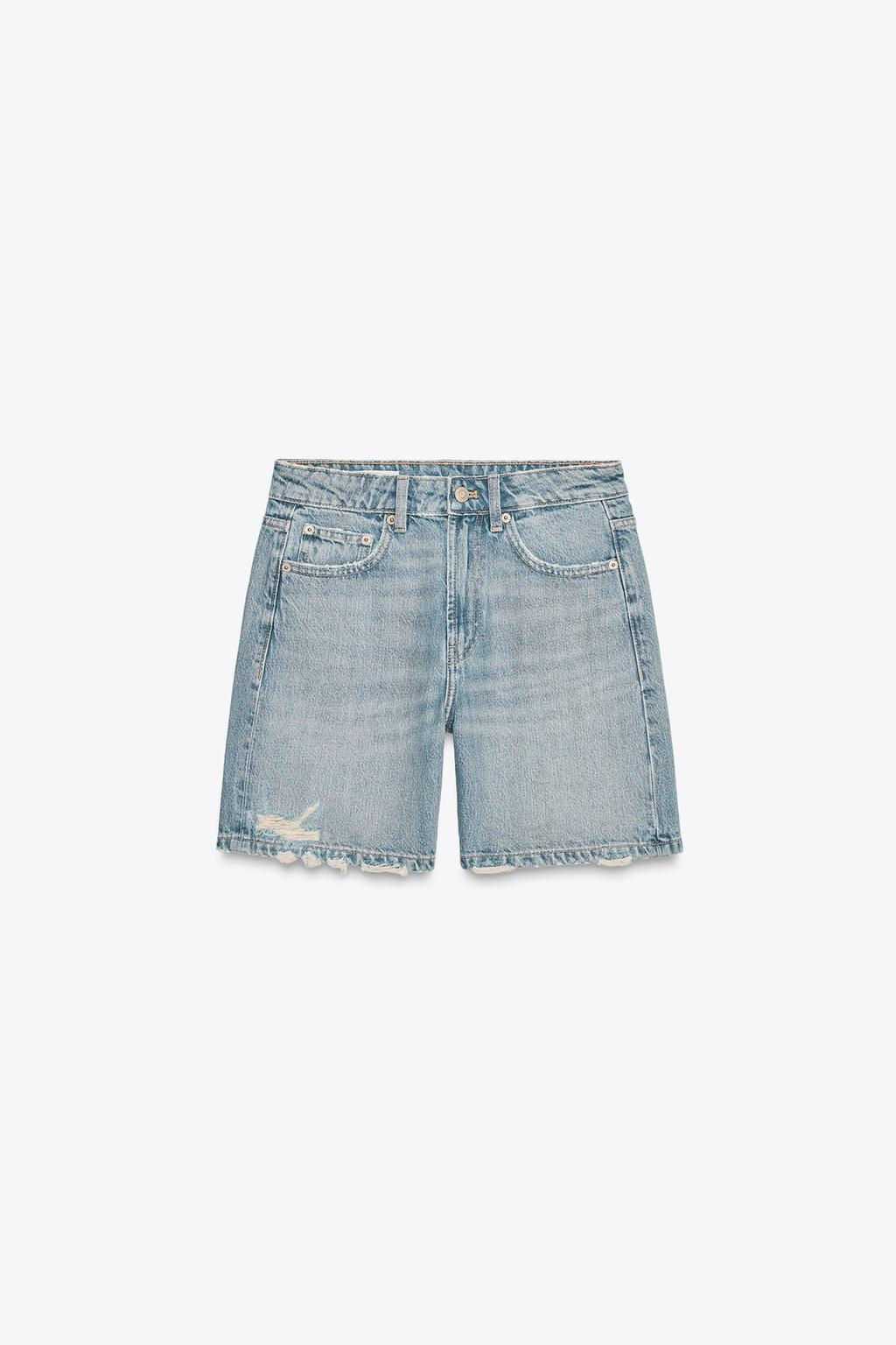 TRF MID-WAIST DENIM BERMUDA SHORTS - Zara фото 8
