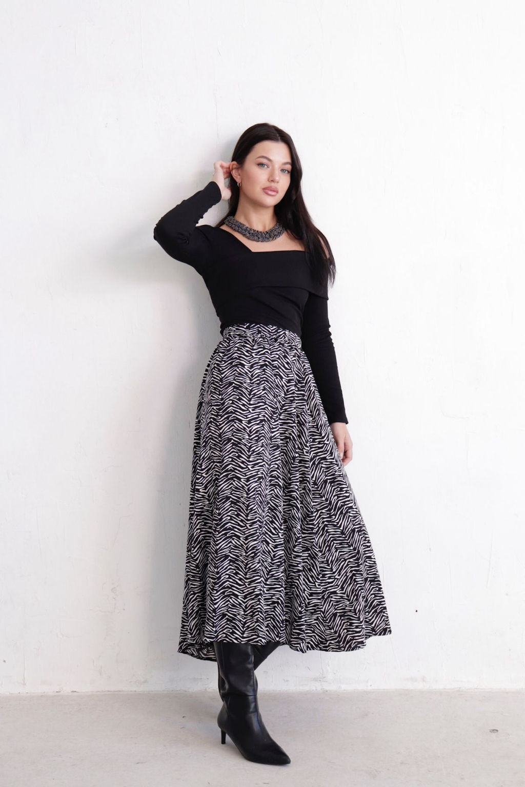 11314 Юбка А-силуэта чёрно-белая - Martichelli фото 15