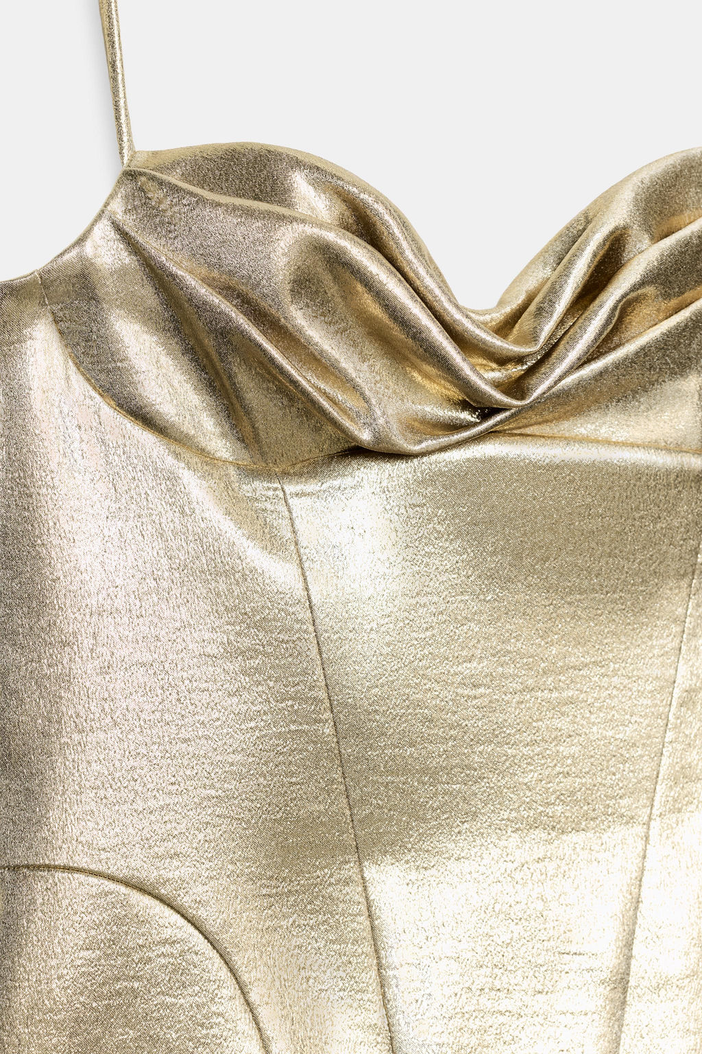 VESTIDO MINI CORSETERO EFECTO METALIZADO / Dorado - Zara фото 6