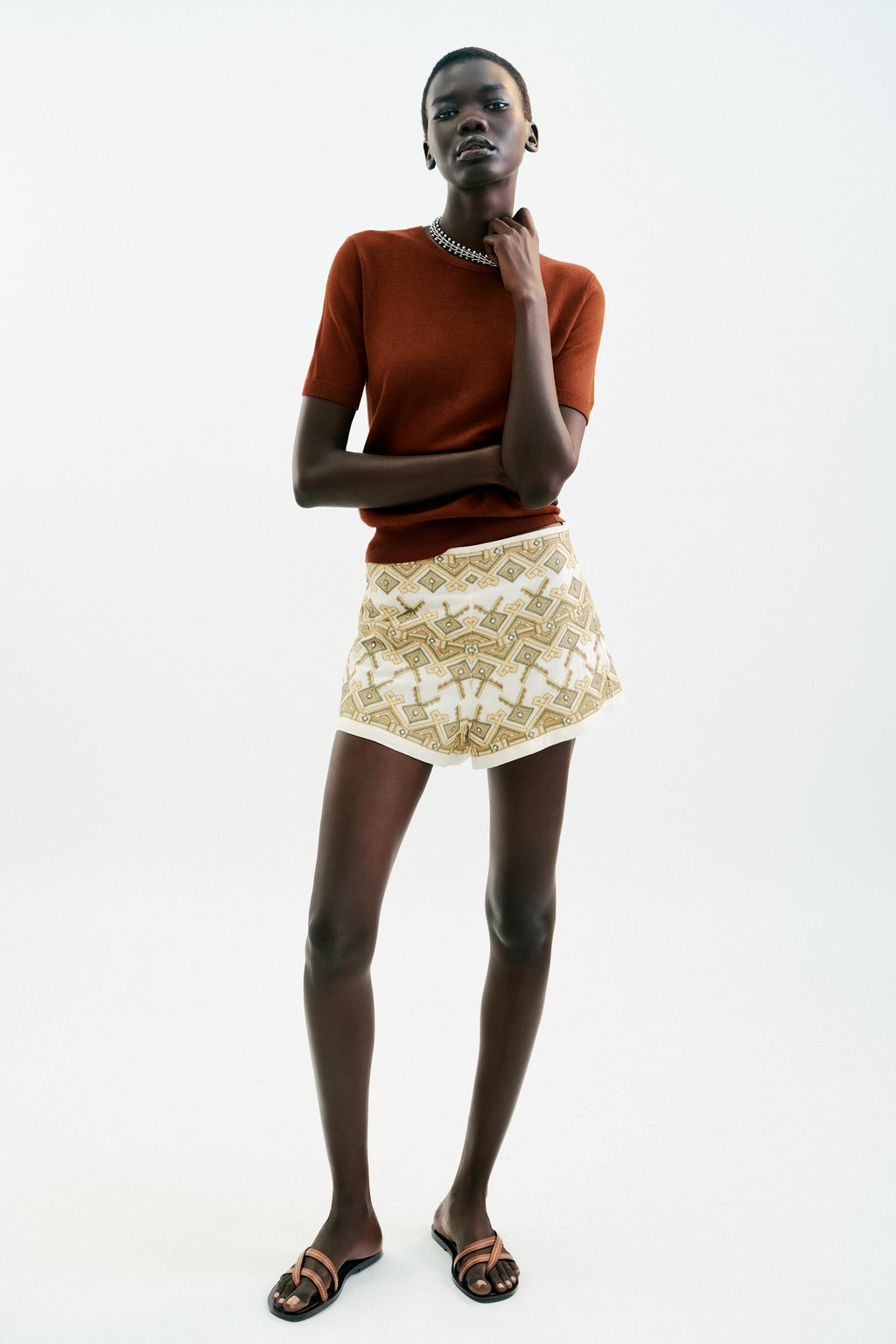 EMBROIDERED MIRROR BERMUDA SHORTS - Zara фото 9