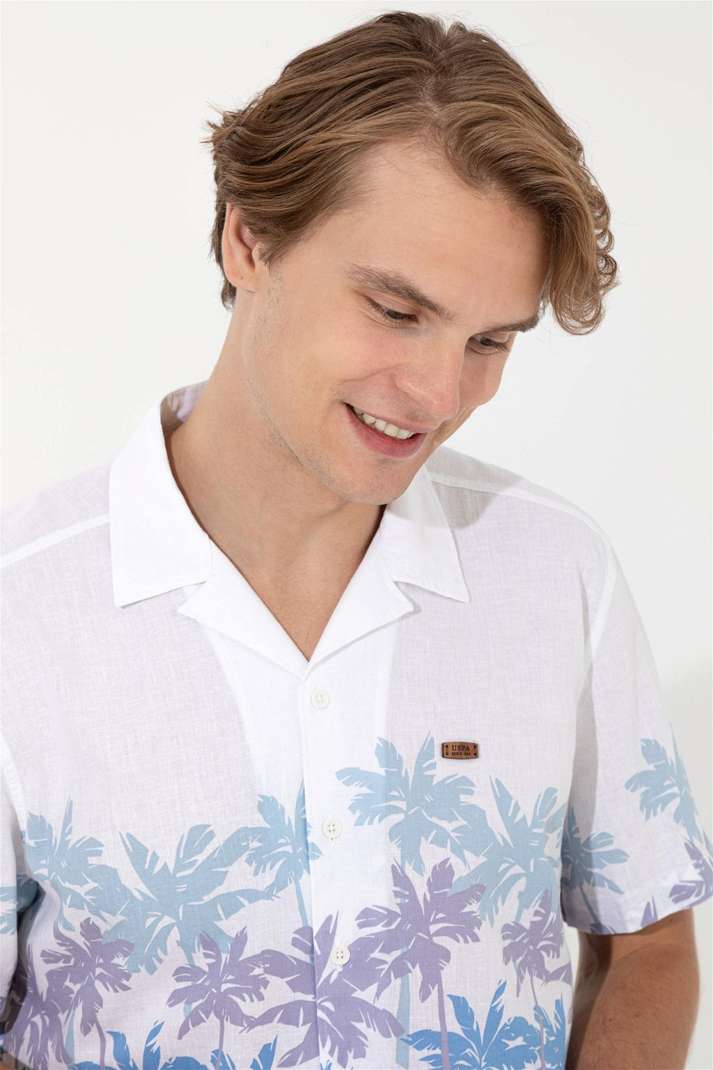 U. S. Polo Assn Мужская синяя рубашка с коротким рукавом - U.s. polo assn фото 7