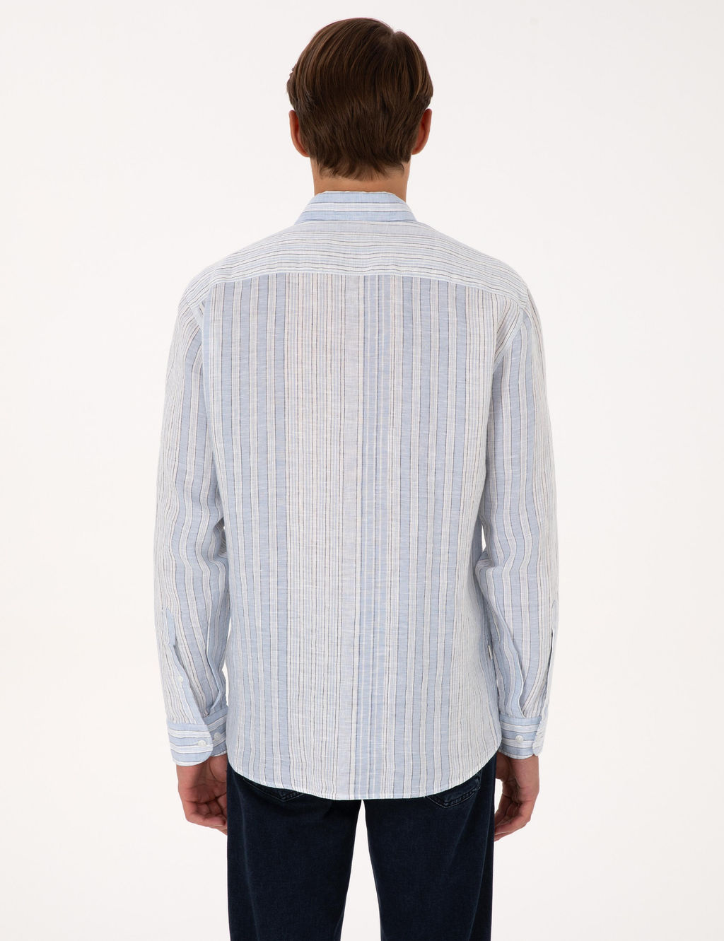 A__k Mavi % 100 Keten Uzun Kollu G_mlek - Pierre cardin фото 5