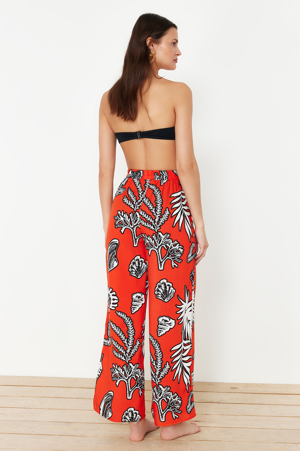 TRENDYOLMILLA Cicek Desenli Dokuma Plaj Pantolon TBESS24PL00021 фото 11