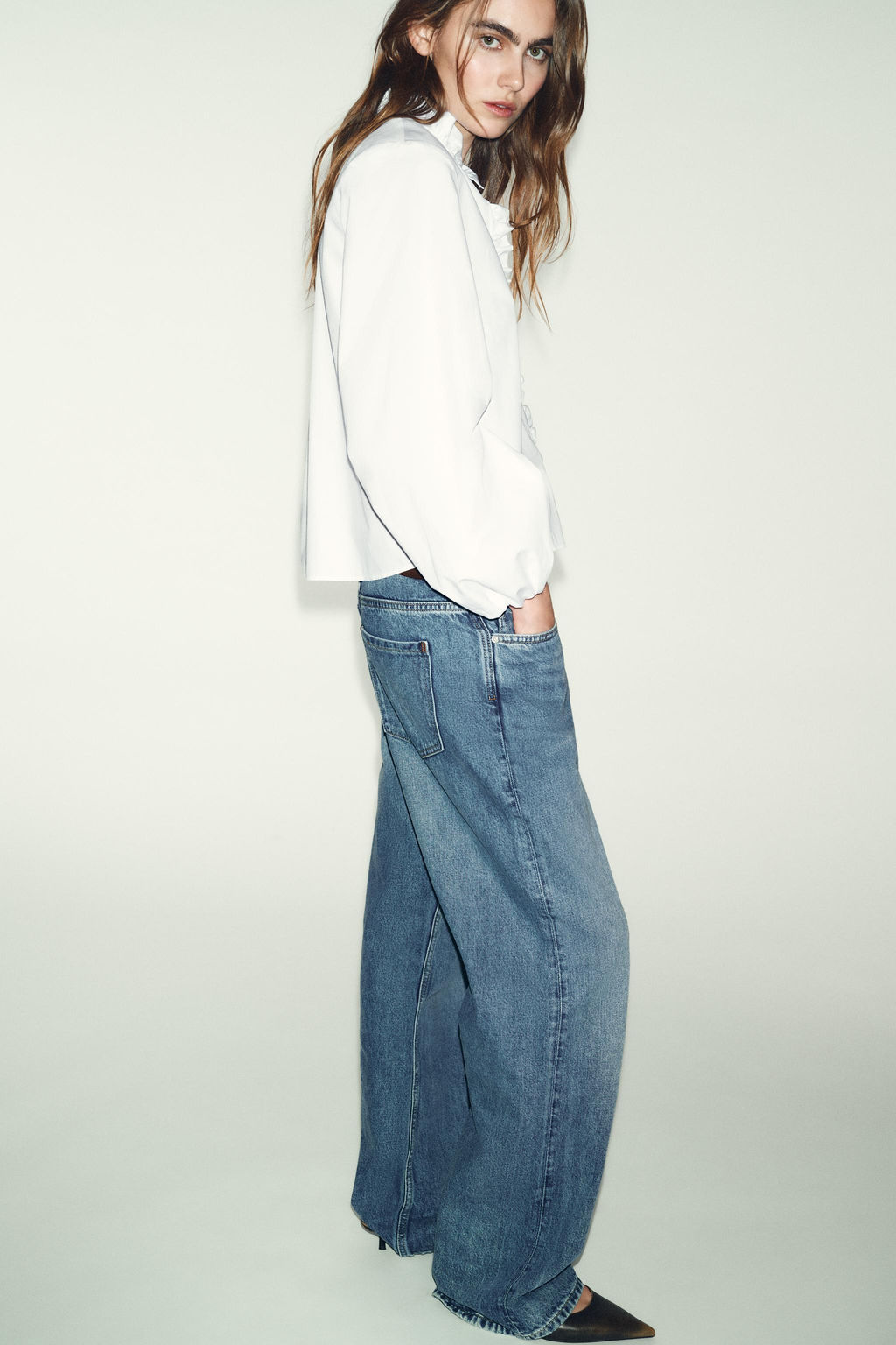 RUFFLED POPLIN BLOUSE - Zara фото 3