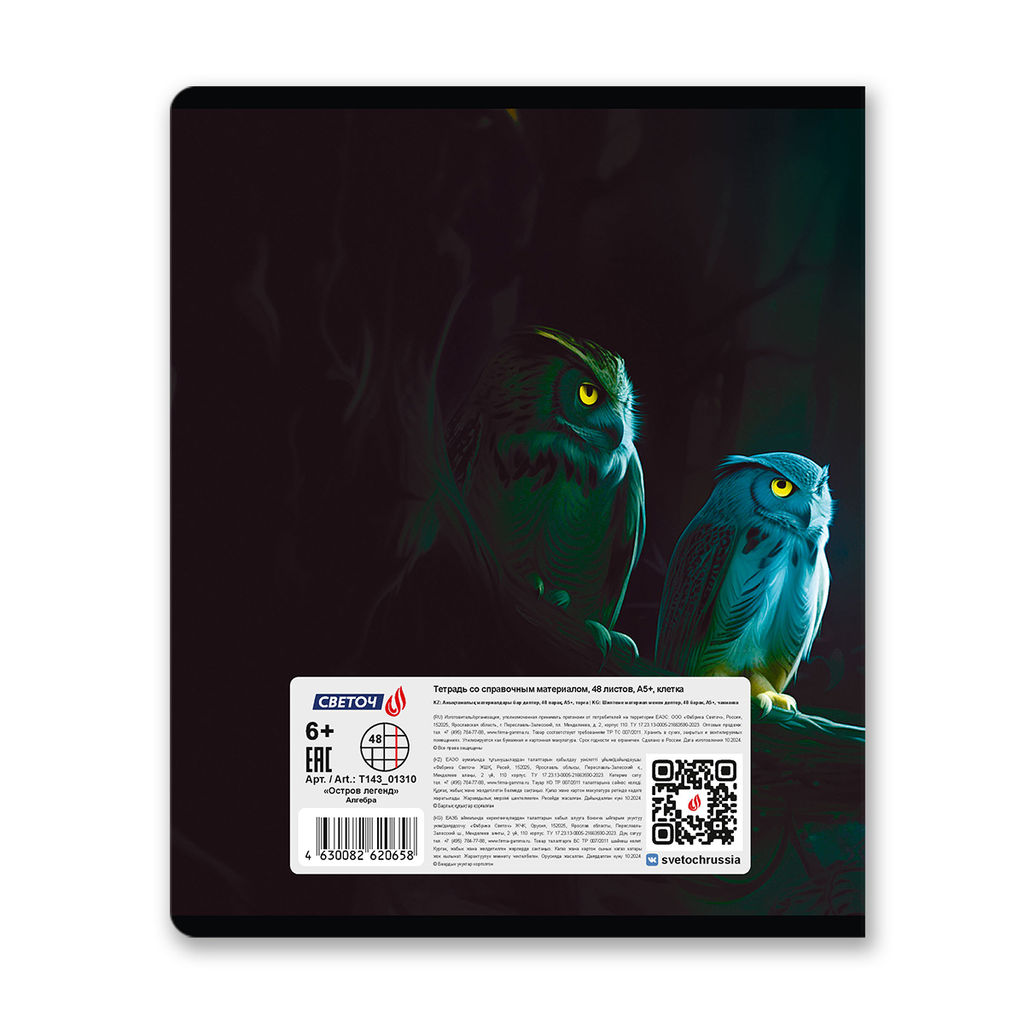 Светоч Т143 Тетрадь со справочным материалом Остров легенд, сплошной лак, A5 48 л. на скобе 65 г/кв.м , белизна 100 % 10 шт. , клетка 01310 Остров легенд Алгебра  фото 3