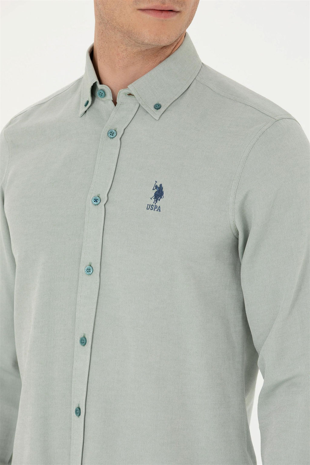 Мужская мятная базовая рубашка с длинным рукавом Неожиданная скидка в корзине - U.s. polo assn фото 7