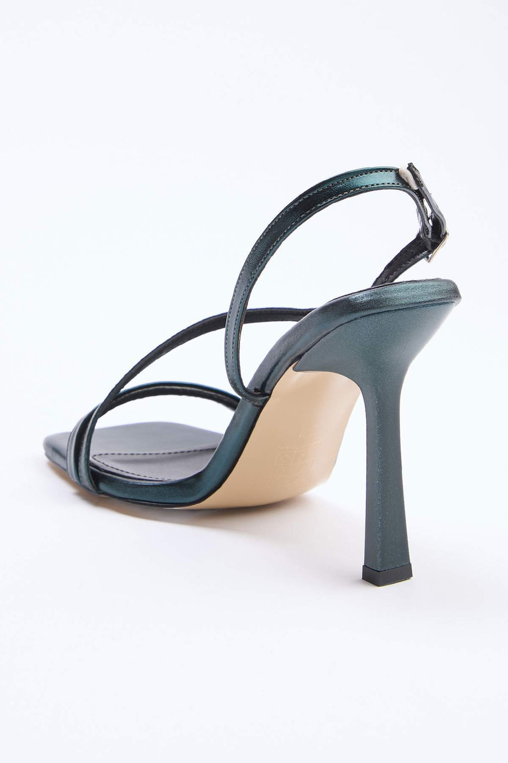 Petrol Yesili Rugan Bantl? Kad?n 10 cm Topuklu Sandalet TAKSS24TO00002