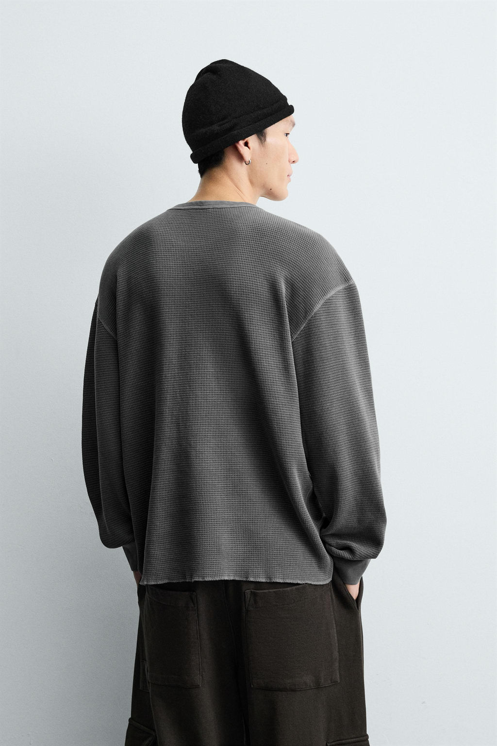 WASHED WAFFLE-KNIT T-SHIRT