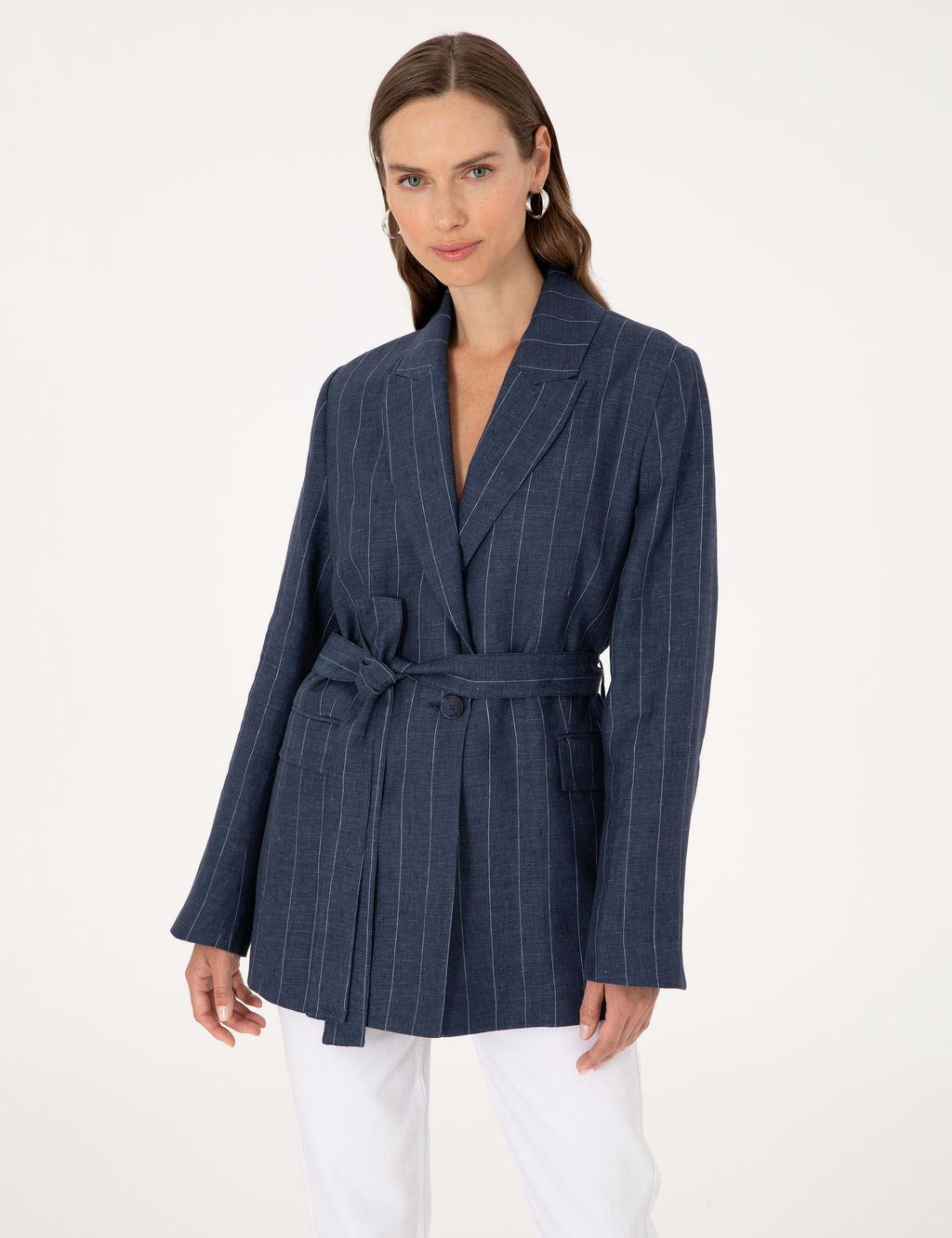 Lacivert Regular Fit Keten Ceket - Pierre cardin фото 2