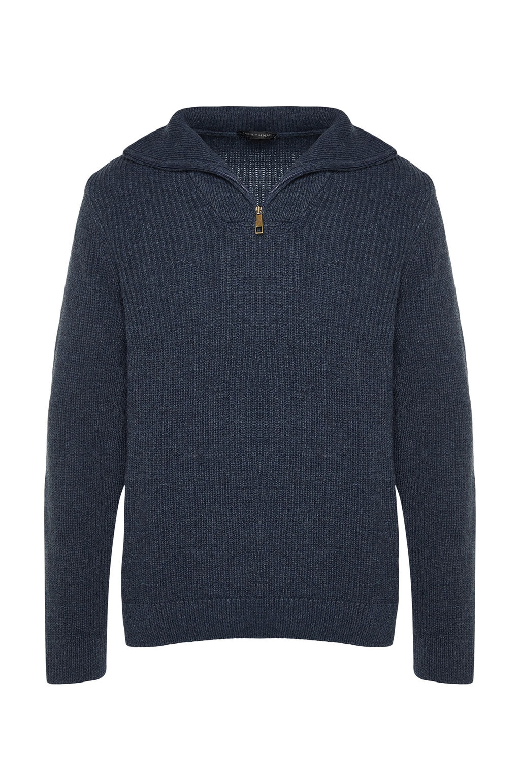 Indigo Regular Fit Yunlu Fermuarl? Bal?kc? Yaka Triko Kazak TMNAW22KZ0347