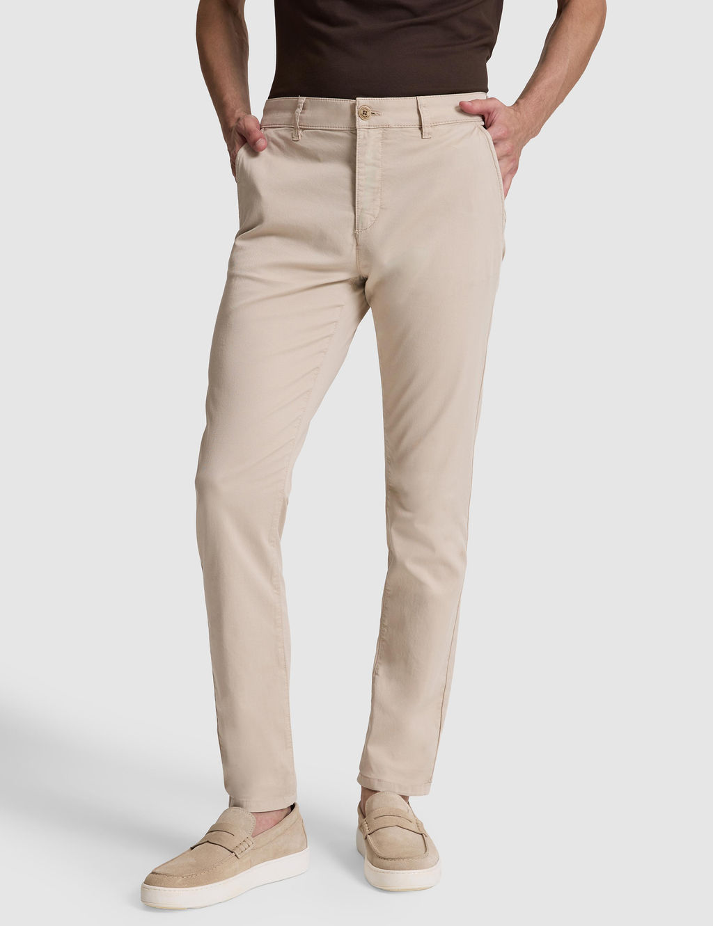 Bej Slim Fit Pamuk Kar___ml_ Kanvas Pantolon