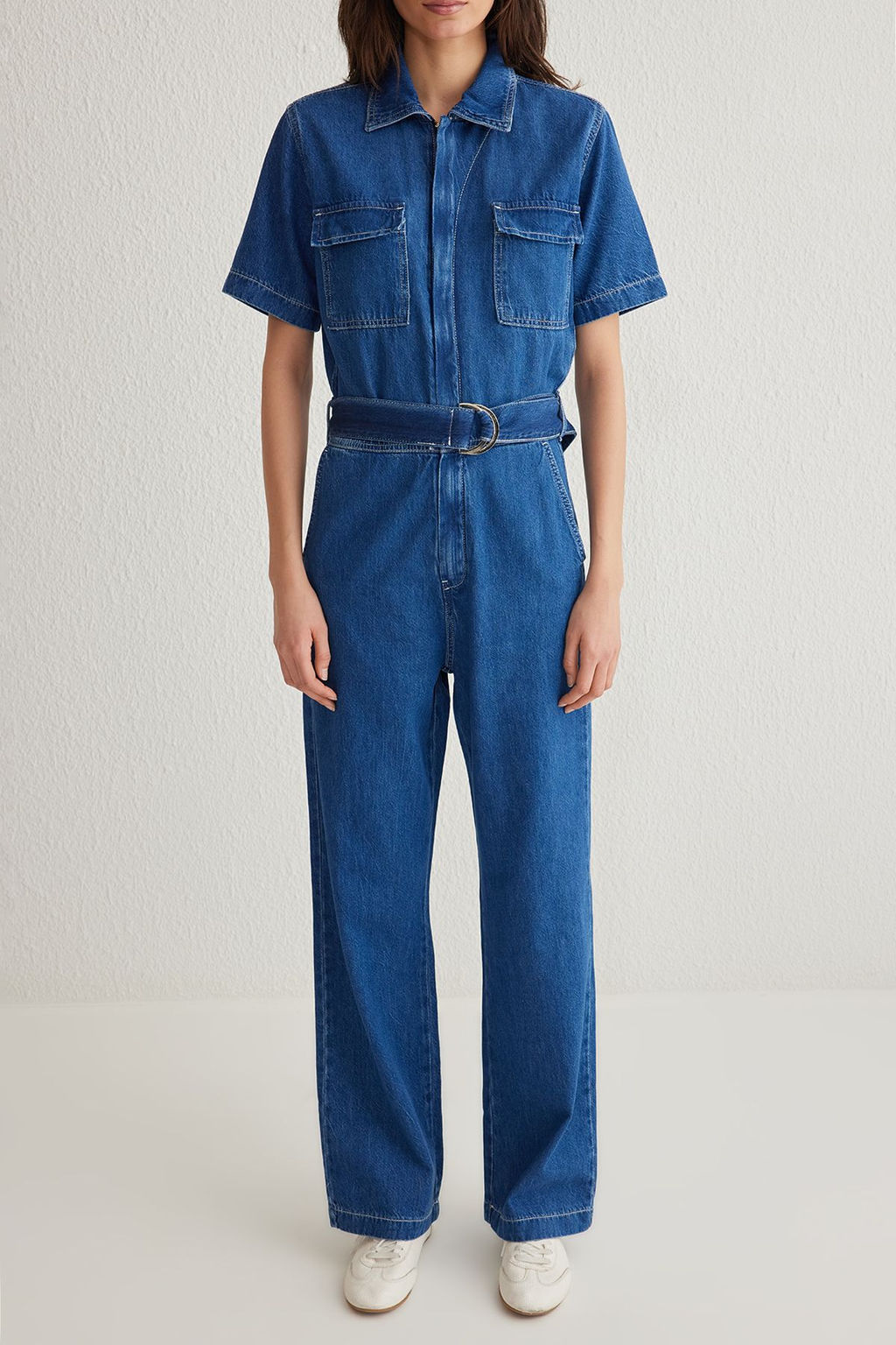 TRENDYOLMILLA Mavi Cep Detayl? Kemerli K?sa Kollu Denim Tulum TWOSS25TU00003  фото 3