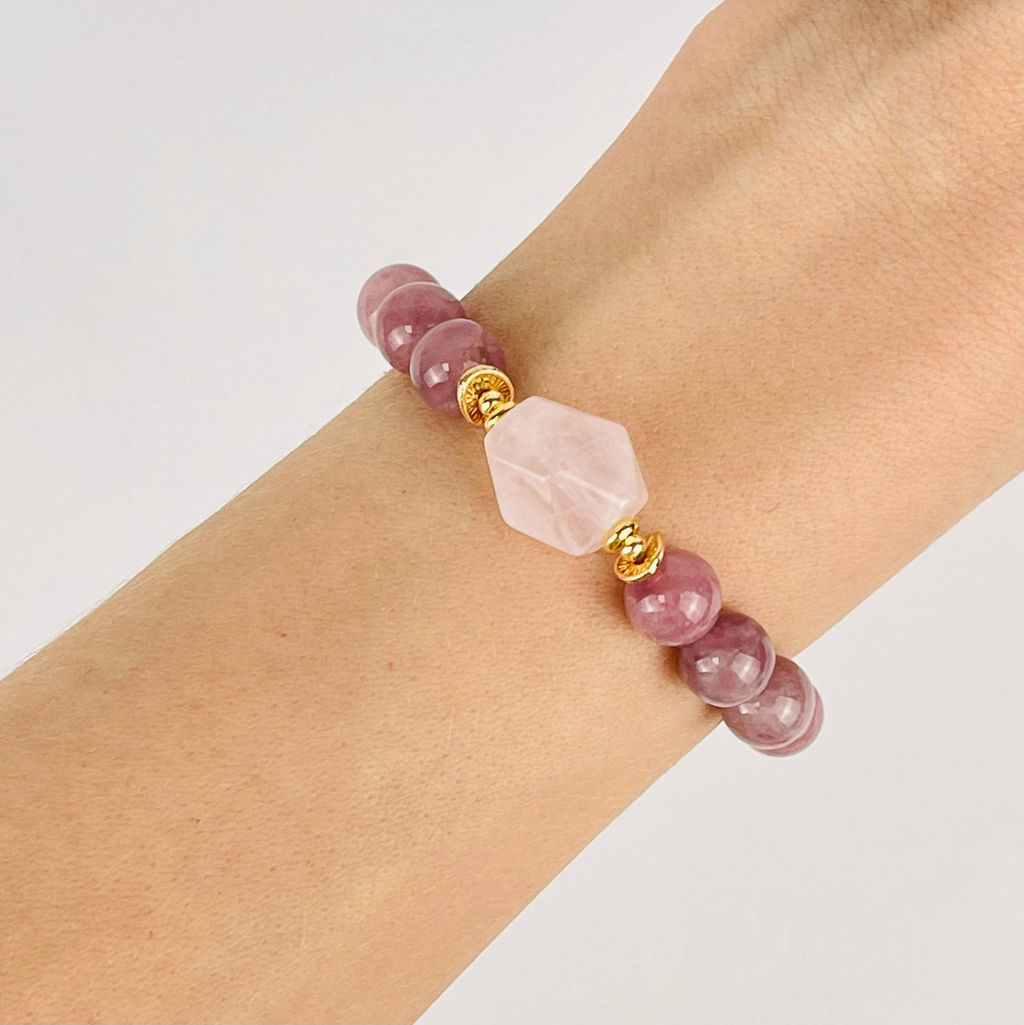 Браслет из мадагаскарского Розового кварца 18 см